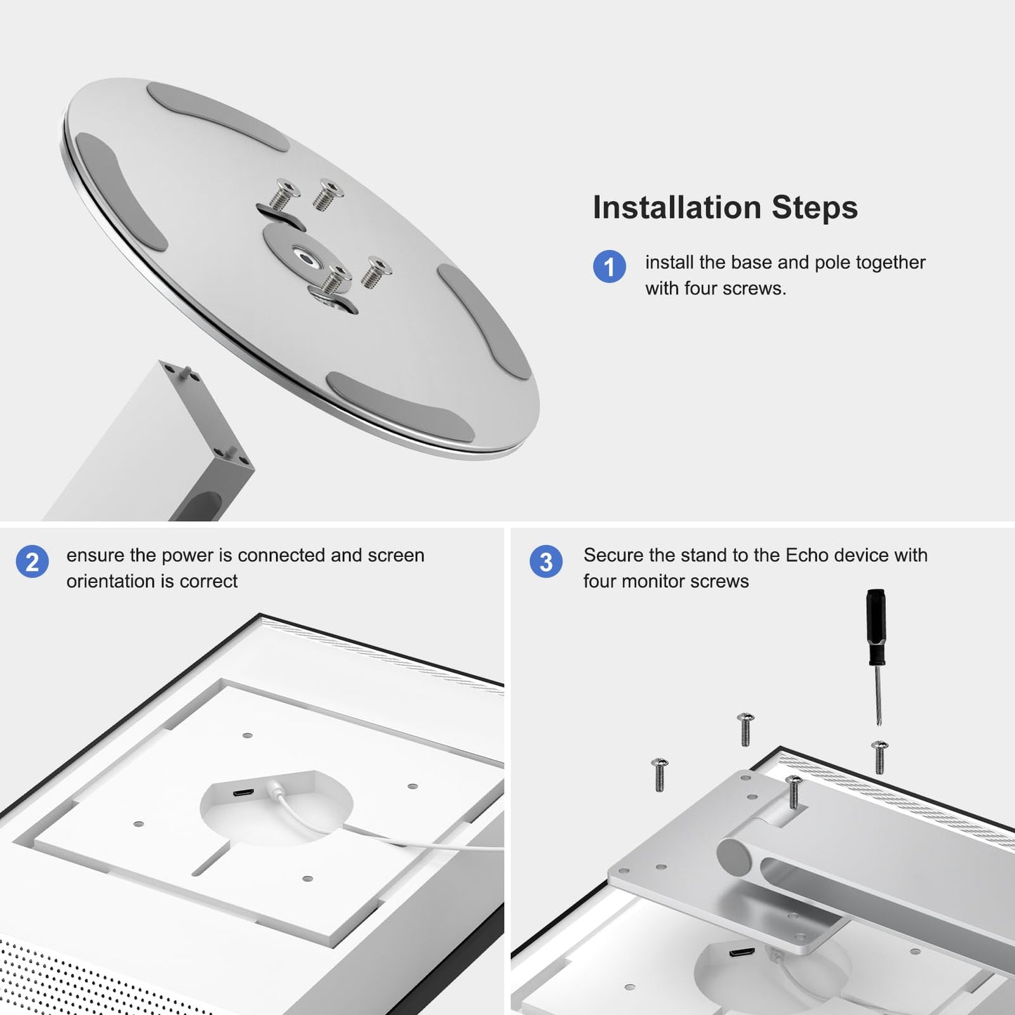UPERGO Stand for Echo Show 21 and 15, 180° Tiltable Heavy Duty All Aluminum Base, Compatible with Smart Displays & VESA Mount Speakers, Easy Assembly