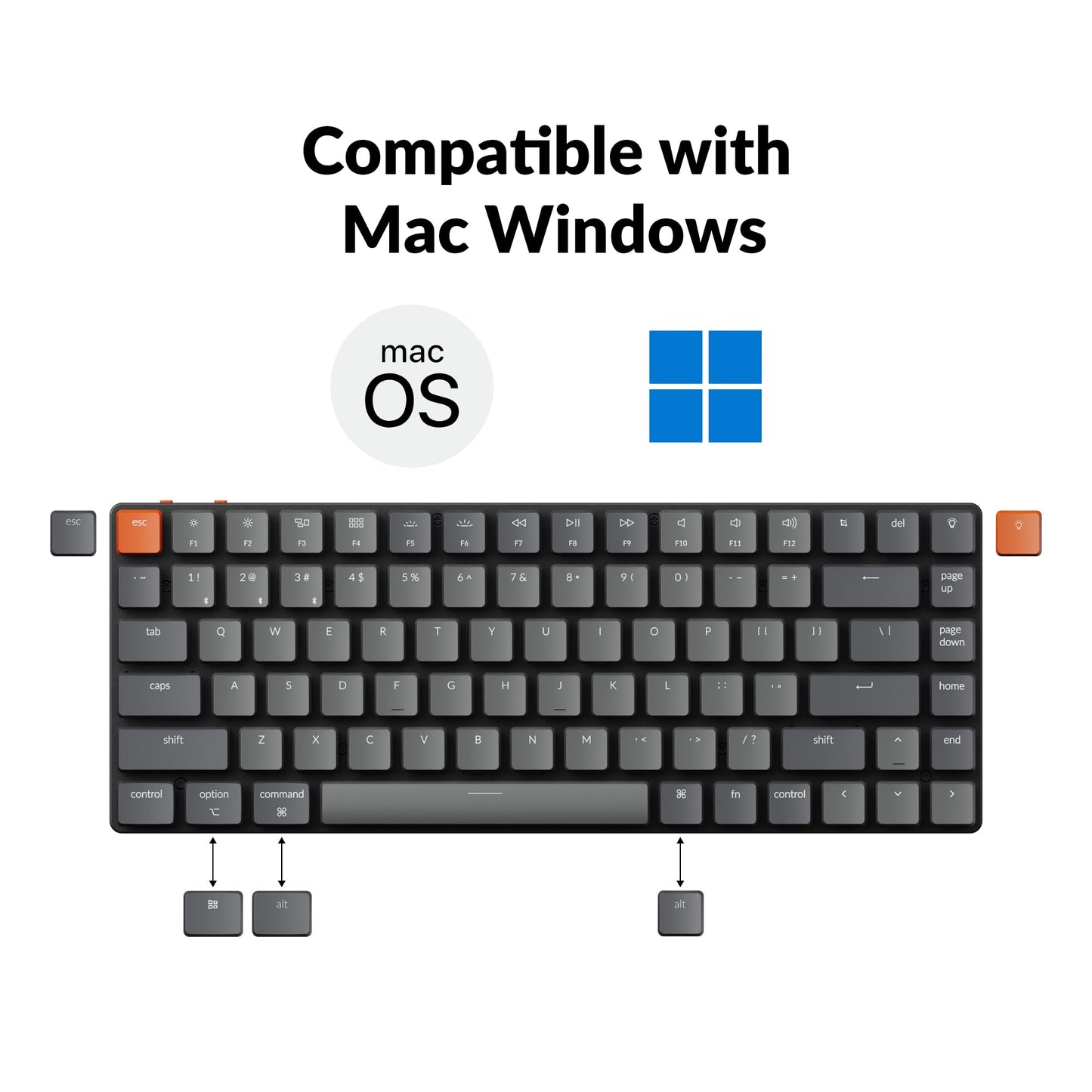 Keychron K3 Version 2, 84 Keys Ultra-Slim Wireless Bluetooth/USB Wired Mechanical Keyboard with White LED Backlit, Low-Profile Keychron Mechanical Red Switch Compatible with Mac Windows