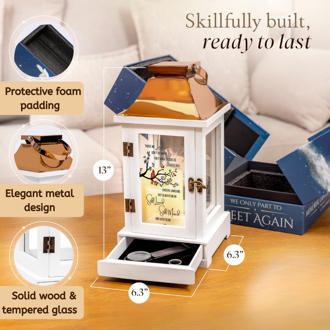 Memorial Lantern with Photo Frame & Keepsake Drawer | Sympathy Gifts for Loss of Loved One, Dad, Husband | Bereavement Memorial Gifts | LED Candle with Timer | Remembrance Gift for Loss by STILLWIND