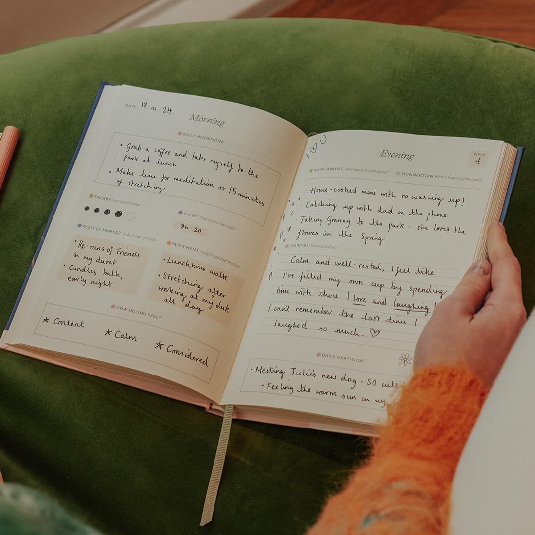 Papier Daily Wellness Journal Diary - Beige, 8.46"L x 6.02"W | Hardback Cover Wellbeing, Gratitude & Mindset Diary for Personal Growth, Mindfulness & Reflection | Track Goals, Sleep & Lifestyle Habits