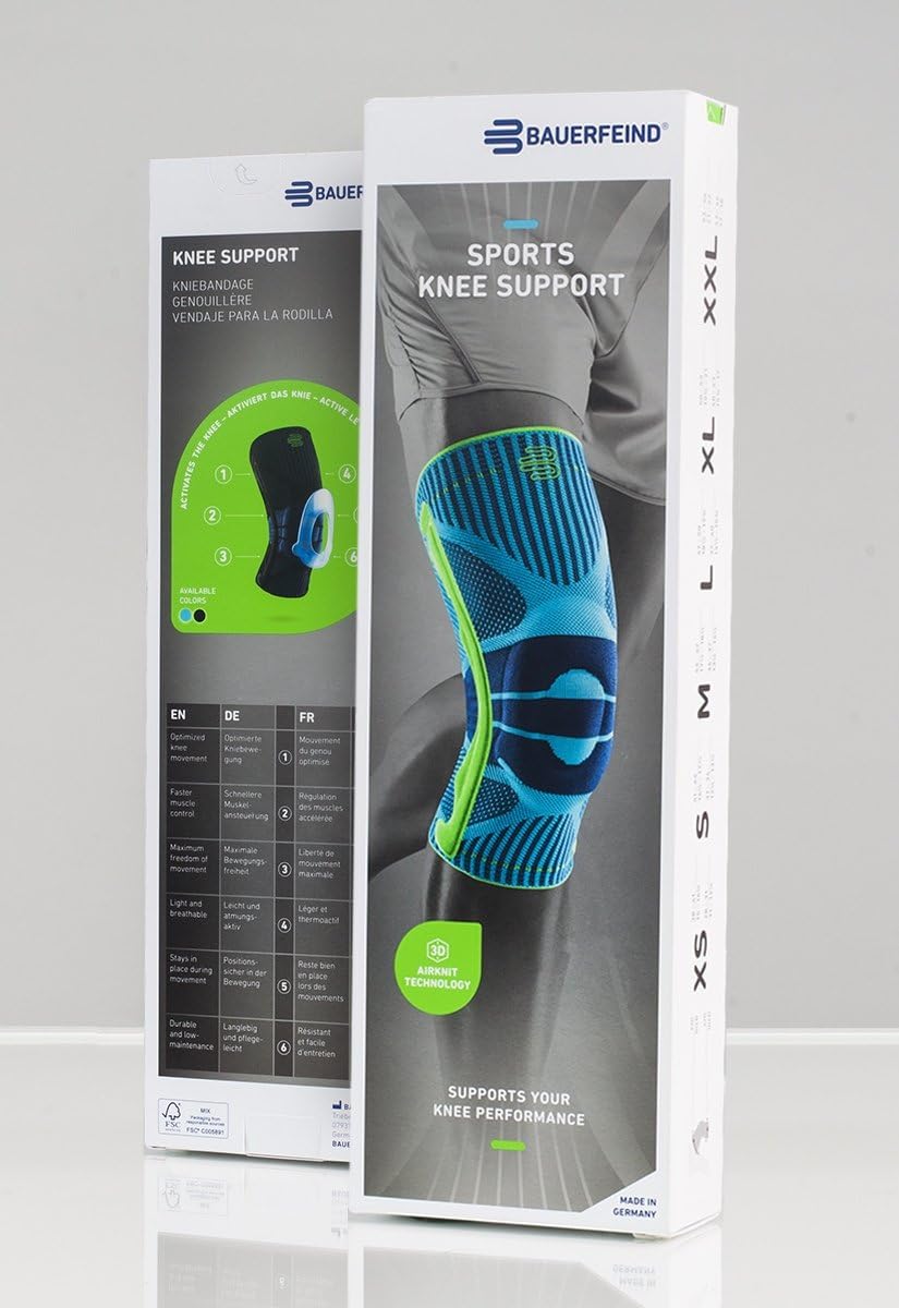 Bauerfeind Sports Knee Support - Knee Brace for Pain Relief and Stabilization - Patellar Knee Pad for Enhanced Support - Targeted Compression - Lightweight & Durable (All Black, M)