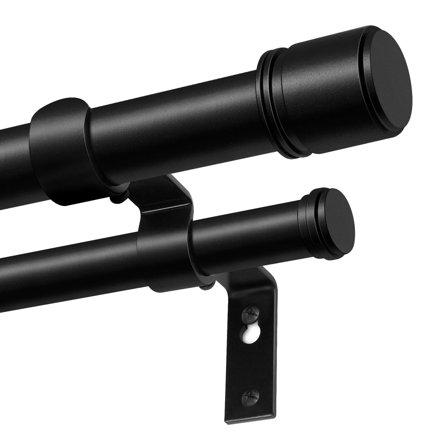Double Curtain Rod 140 to 195 Inch, HOTOZON 1 Inch Heavy Duty Double Curtain Rods for Windows 128 to 191 Inches(10.6-15.9 ft), Telescoping Drapery Rod with Simple End Finials, Black