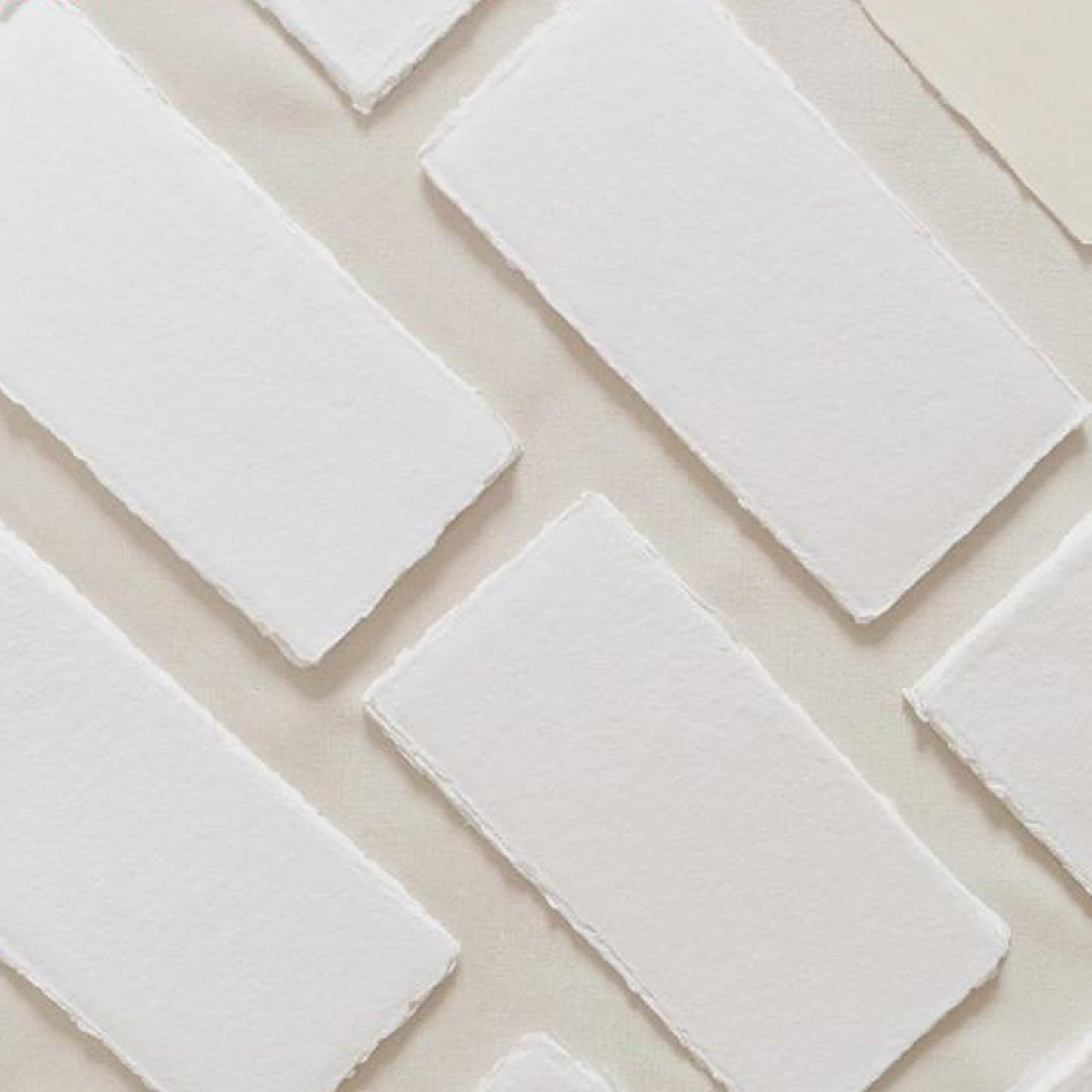 E-Tailor Handmade Paper Mixed Media Deckle Edge Blank Loose Leaf for Watercolor, Writers, Invitations, Crafts Package of 50-Thick 150 GSM-Ivory White (4x9)