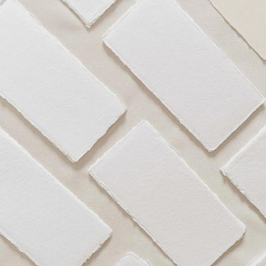 E-Tailor Handmade Paper Mixed Media Deckle Edge Blank Loose Leaf for Watercolor, Writers, Invitations, Crafts Package of 50-Thick 150 GSM-Ivory White (4x9)