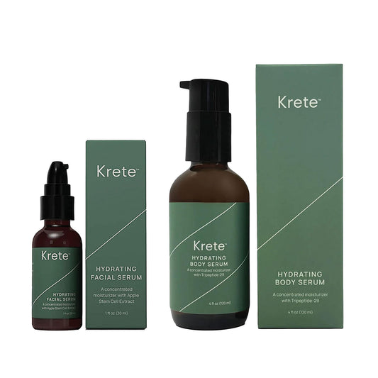 KRETE Hydrating Face & Body Serum Head-to-Toe Bundle - Moisturize, Smooth, Hydrate, & Protect Your Skin In 30-Seconds, Oil-Free, All Skin Types with Apple Stem Cell Extract & Hyaluronic Acid