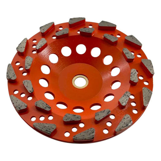 7" High Performance Diamond Grinding Wheels for Aggressive Concrete, Paint, Epoxy, Mastic & Coating Removal, #20/25 Grit, 24 Segments, 7/8"-5/8" Non-Threaded Arbor