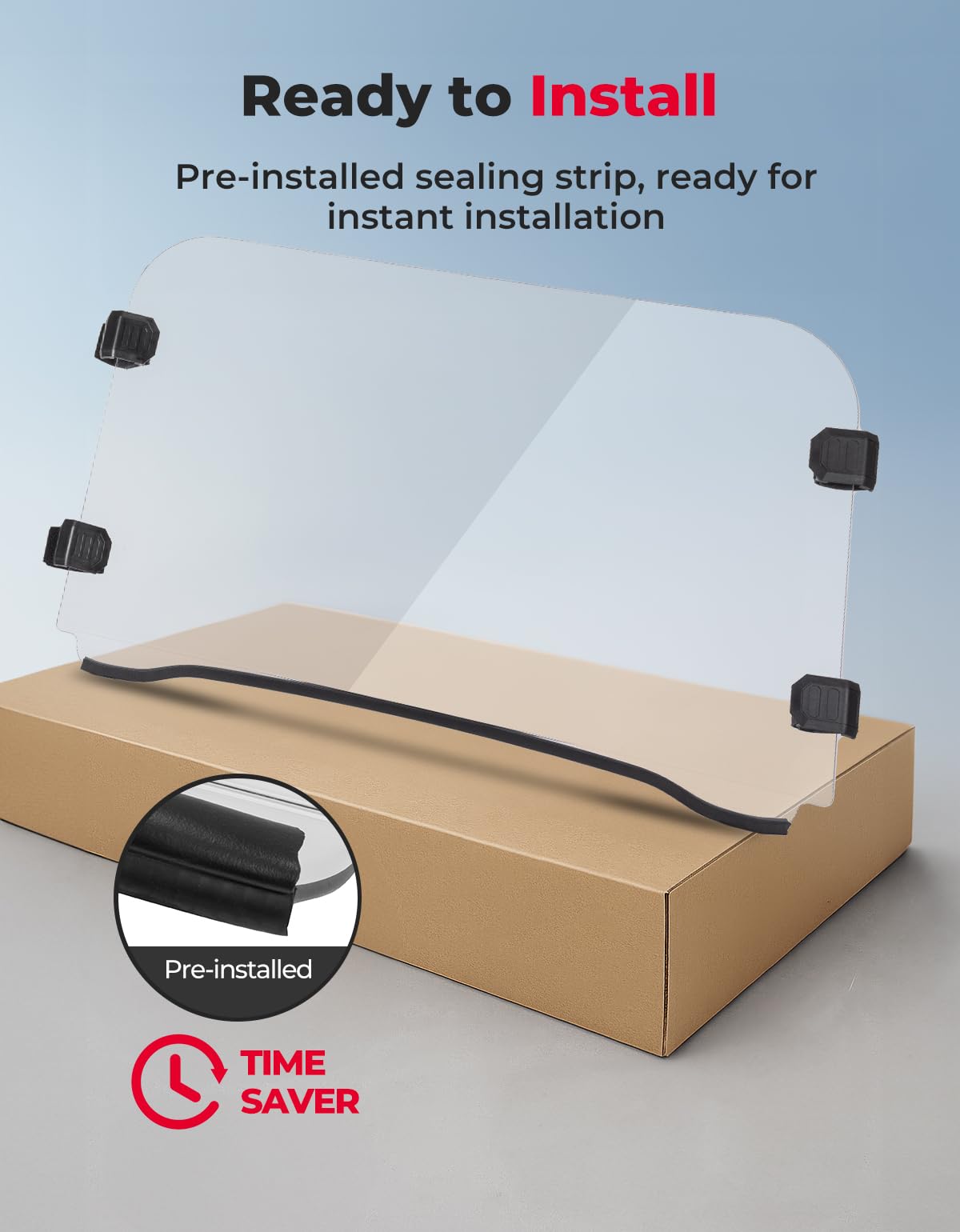 KEMIMOTO UTV Windshield Pre-installed Rubber Strips, Compatible with Polaris RZR 800 / RZR 570 / XP 900 2008-2020 UTV Front Full Windshield UV Resistance PC Clear Vsion Window