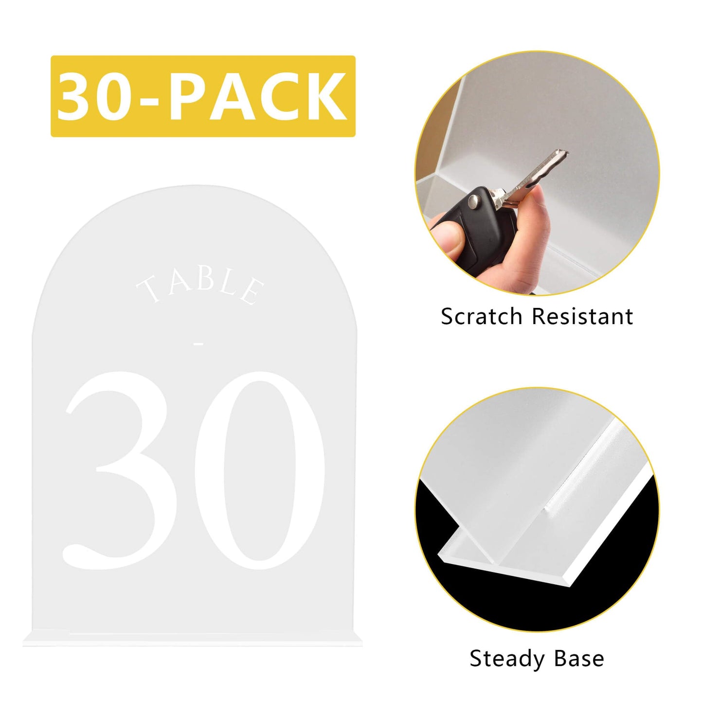 30 Packs Table Number Holders - 5" X 7" Acrylic Sign Table Numbers 1-30, Wedding Table Numbers for Wedding Reception, Party, Anniversary, Event