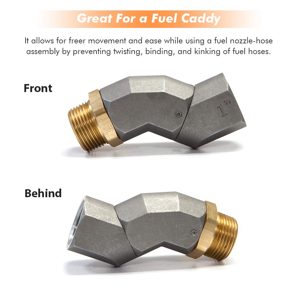 A ABIGAIL 2PCS 1" Fuel Transfer Hose Swivel 360 Rotating Connector for Fuel Nozzle Multi Plane Fuel Plane Swivel