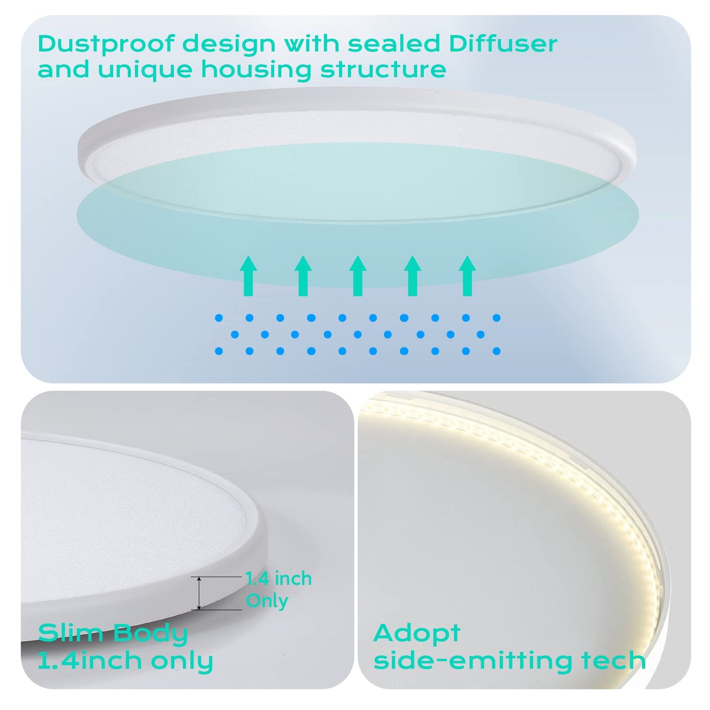 Roomratv Ceiling Light Flush Mount with Night Light, 36W Light Fixture with Remote Control, Full CCT and Brightness Adjustable, 18Inch Led Ceiling Light for Kitchen, Office, Kids Room