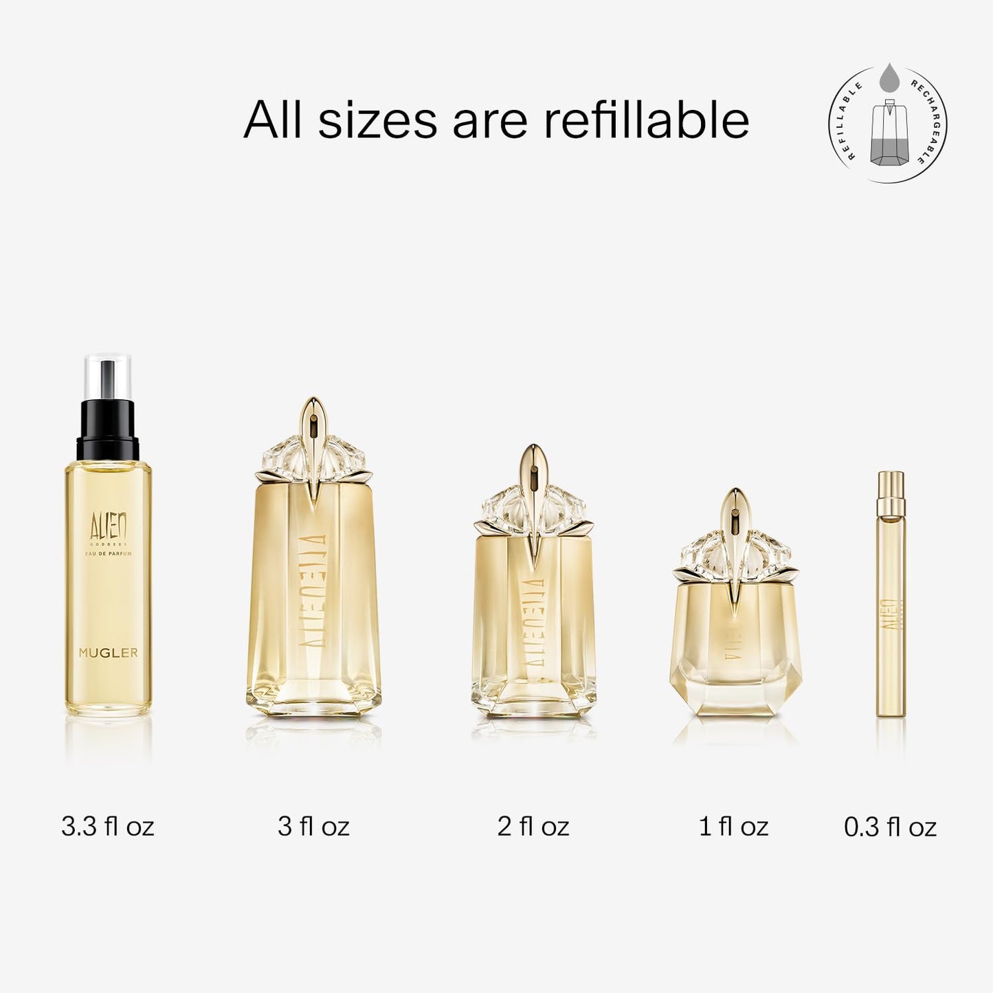 Mugler Alien Goddess - Eau de Parfum - Women's Perfume - Floral & Woody - With Bergamot, Jasmine, and Vanilla - Long Lasting Fragrance - Travel Size - 0.33 Fl Oz