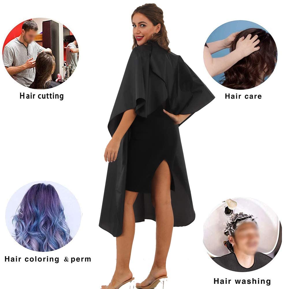 BSFHH Black Barber Cape - Professional Nylon Waterproof Salon Cape, 59" x 47", 10 Pack