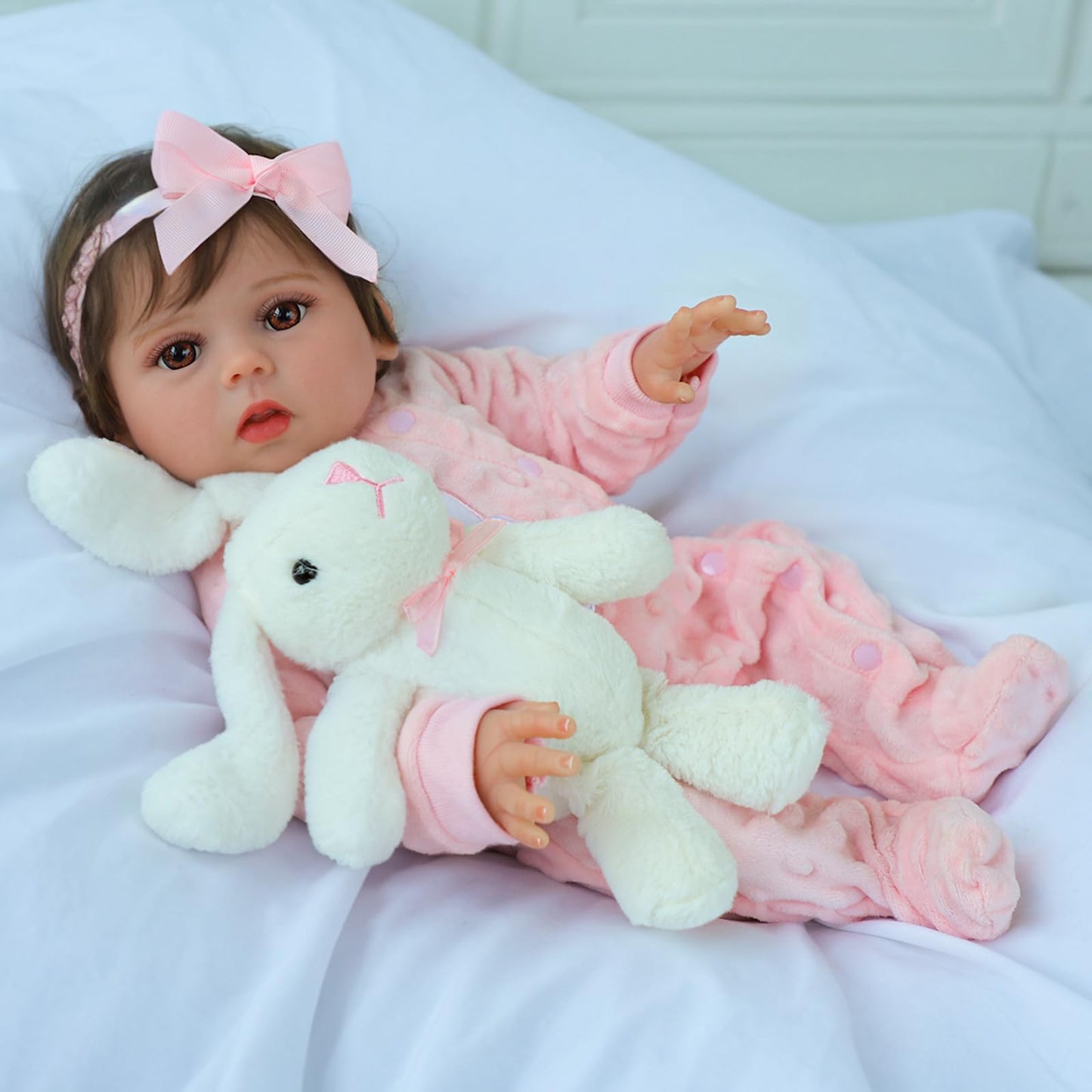 SCOM Realistic Reborn Baby Dolls - 18 Inch Real Life Baby Girl, Toddler Doll with Full Body Vinyl, Newborn Lifelike Weighted Doll for Ages 3+ Gift