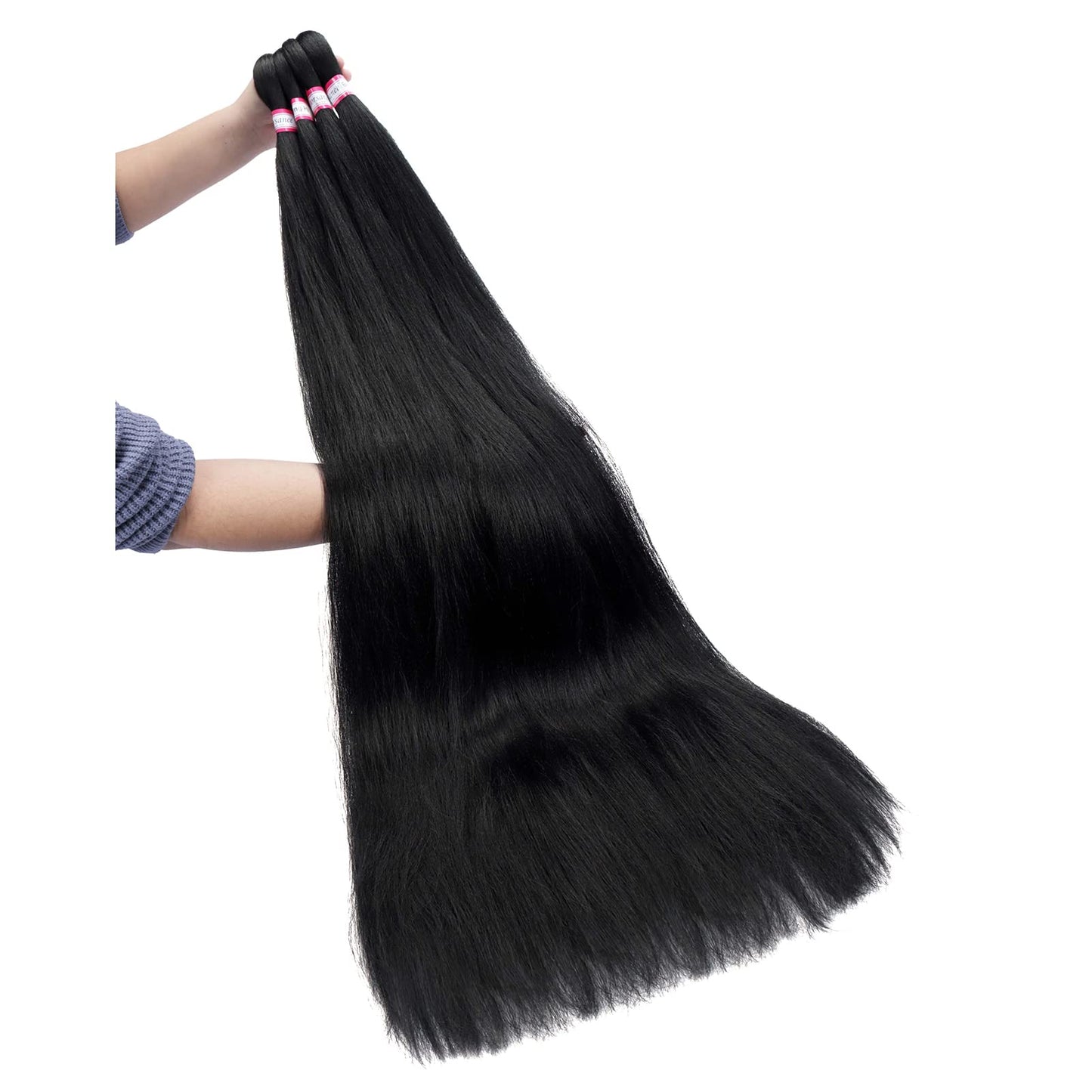 Pre Stretched Braiding Hair 8 Packs 42 Inch Natural Black Color Long Professional Hair for Braiding Twist Braids Itch Free Hot Water Setting Yaki Straight Synthetic Hair Extensions (#1B)