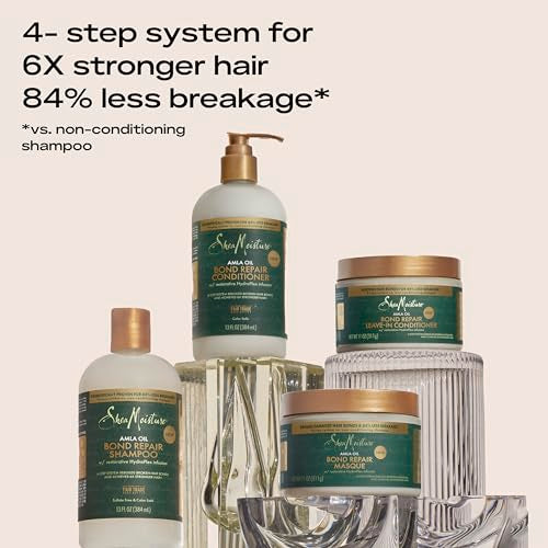 SheaMoisture Bond Repair Shampoo, Conditioner, Leave-In, & Masque Alma Oil 4 Pk to Strengthen Hair with Restorative HydroPlex Infusion