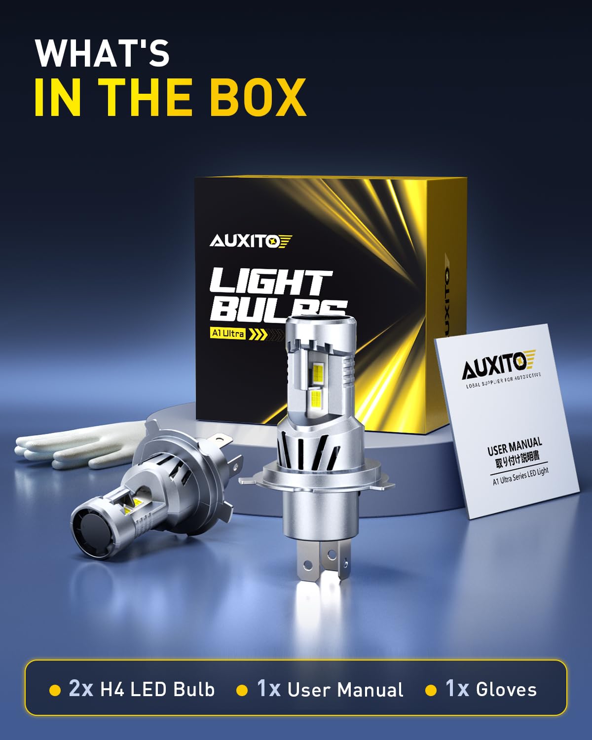 AUXITO H4 LED Bulb, 9003 Light Bulbs, 48000LM, Long Lasting, Dual Turbo Cooling Fan, Plug N Play, 3MIN Installation, 50000+hrs Lifespan