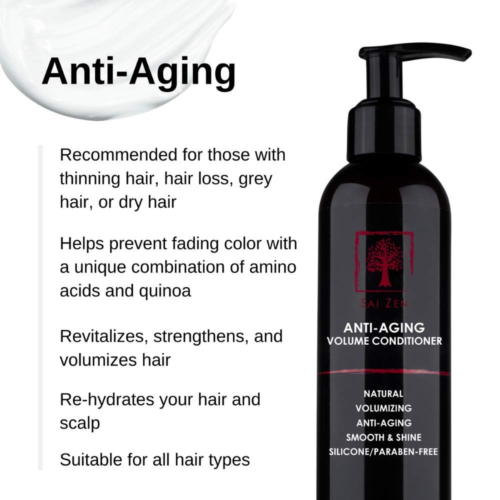 Sai Zen Anti-Aging Volume Conditioner | Anti-Thinning and Volumizing Formula | Made in USA | Sulfate and Paraben Free | All Hair Types, 8 oz.