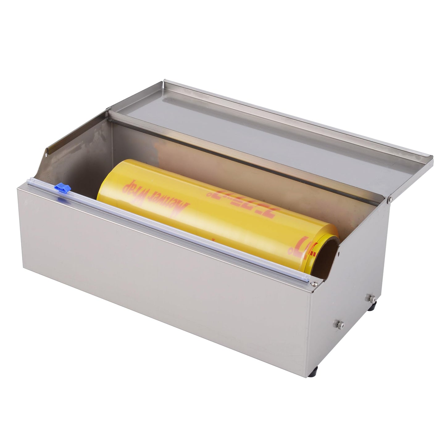 14 Inch Stainless Steel Plastic Food Wrap Dispenser, Cling Film Cutter with 4 Slide Blades for Home Kitchen, Meal Prep, Baking
