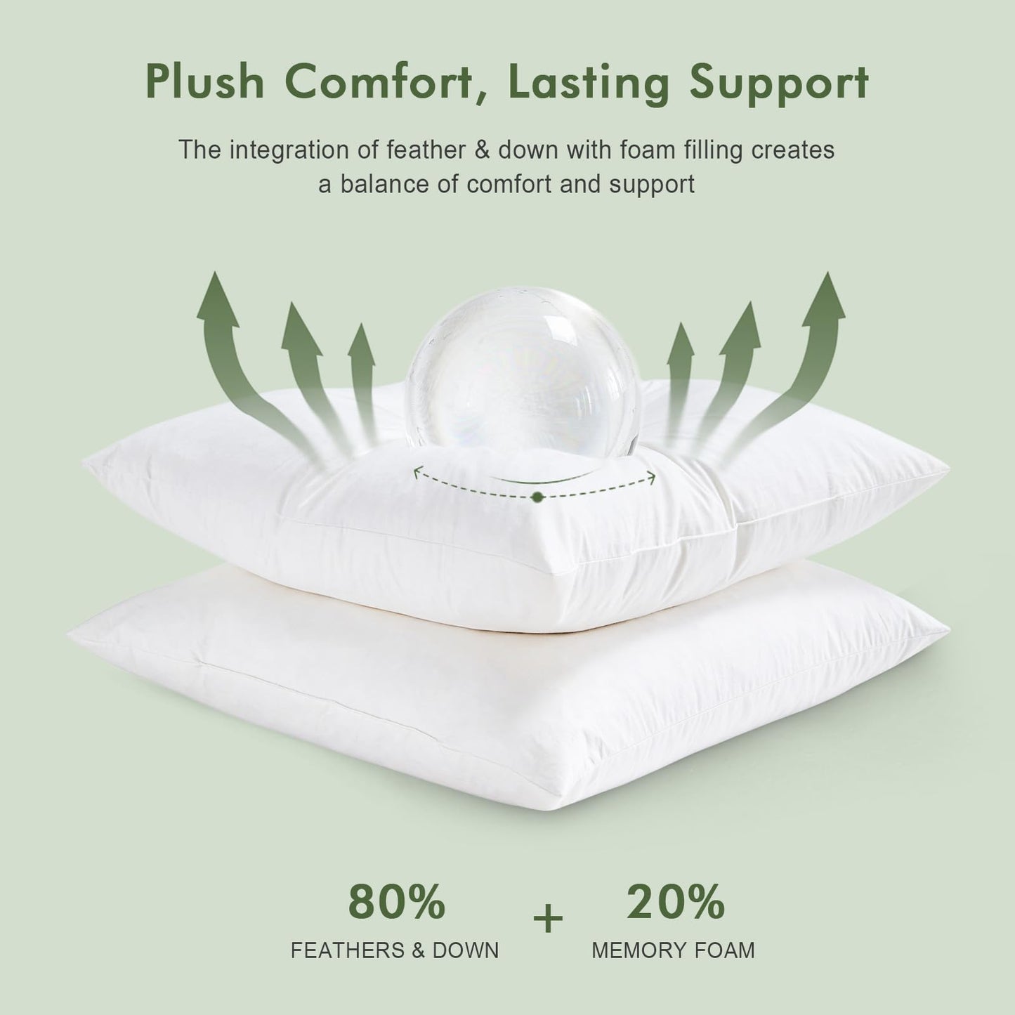 TOPGREEN Feathers Down Pillow Insert 14x36, 100% Organic Cotton Shell, Large Lumbar Pillow Insert, Decorative Throw Pillow for Living Room Sofa, Couch, or Bed (White)