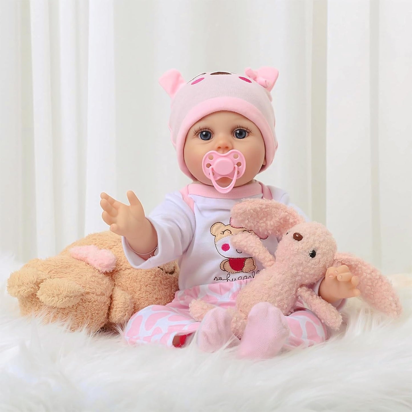 Realistic Reborn Baby Doll Girl 22", Sweet Real Life Like Bebes de Silicona Reales Handmade, Lifelike Reborn Doll Soft Vinyl Weighted Gift Set with Birth Certificate & Feeding Kit Toys for Kids Age 3+