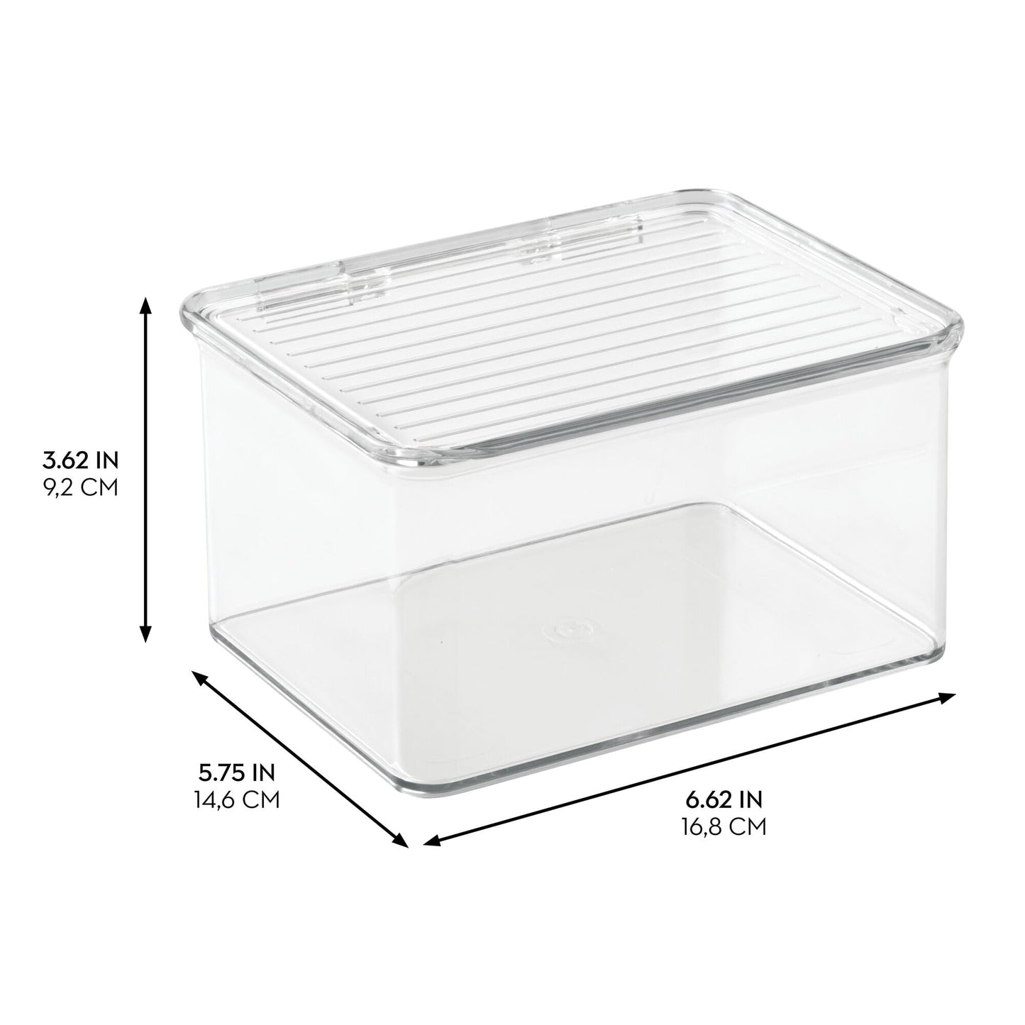 iDesign Plastic Stackable Hinged-Lid Pantry or Kitchen Storage Box - Set of 6 - Clear