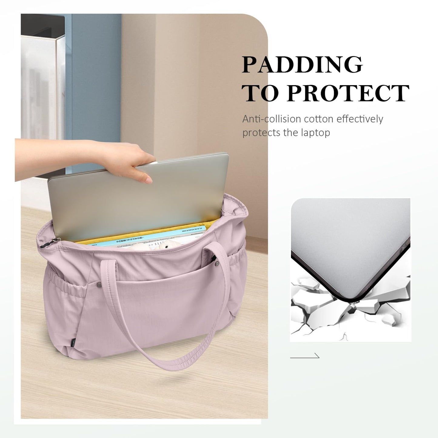 GOLF QUALITY Tote Bag for Women, Work Bags with Zipper Computer Laptop Handbag with Compartments for Travel, Daily,Fit 14Inch,Pink