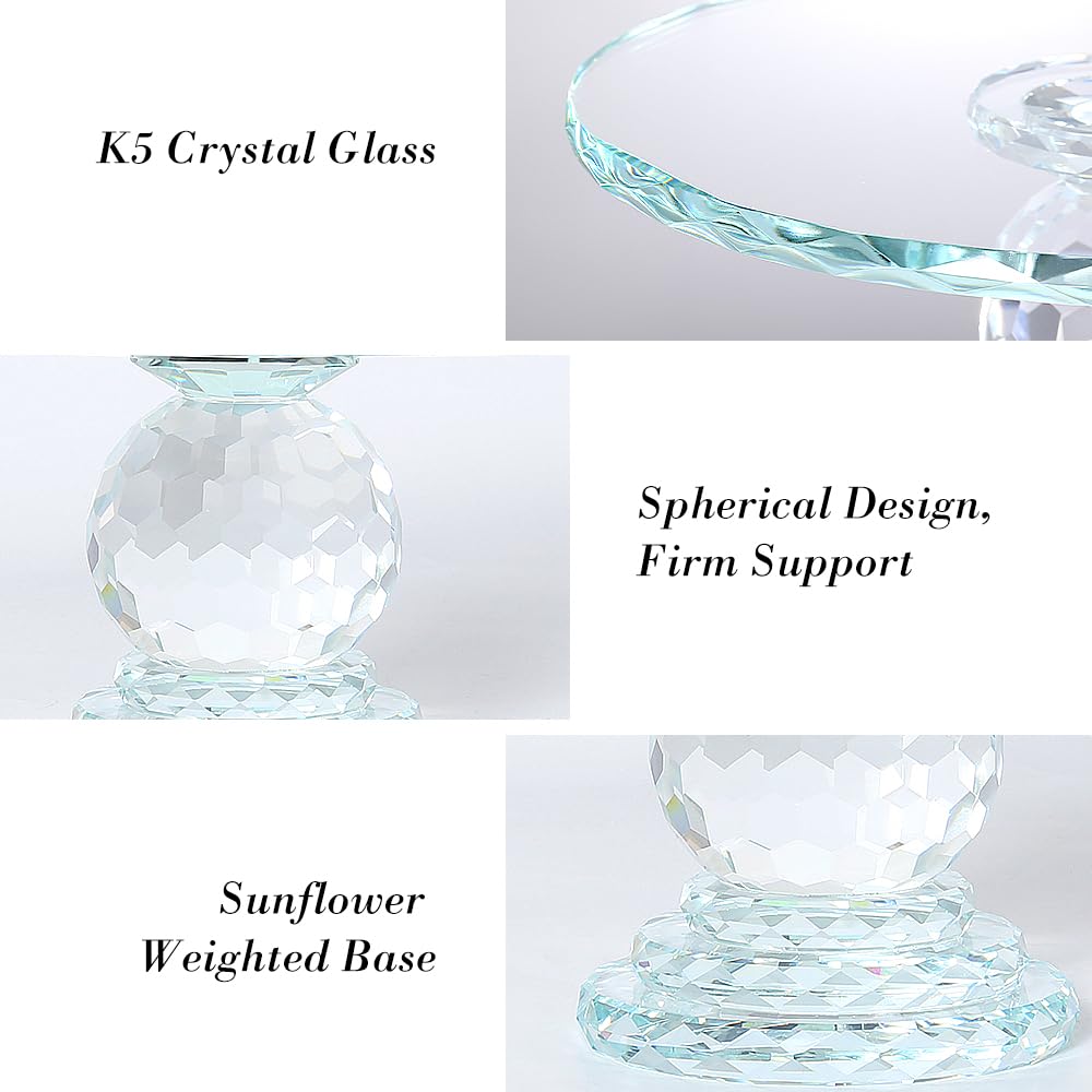 Uten Crystal Glass Cake Stand, 11'' Cake Display Stand, Crystal Glass Fruit Plate, Clear Cake Stand, Display Desserts Holder for Wedding Cakes Serving Platters