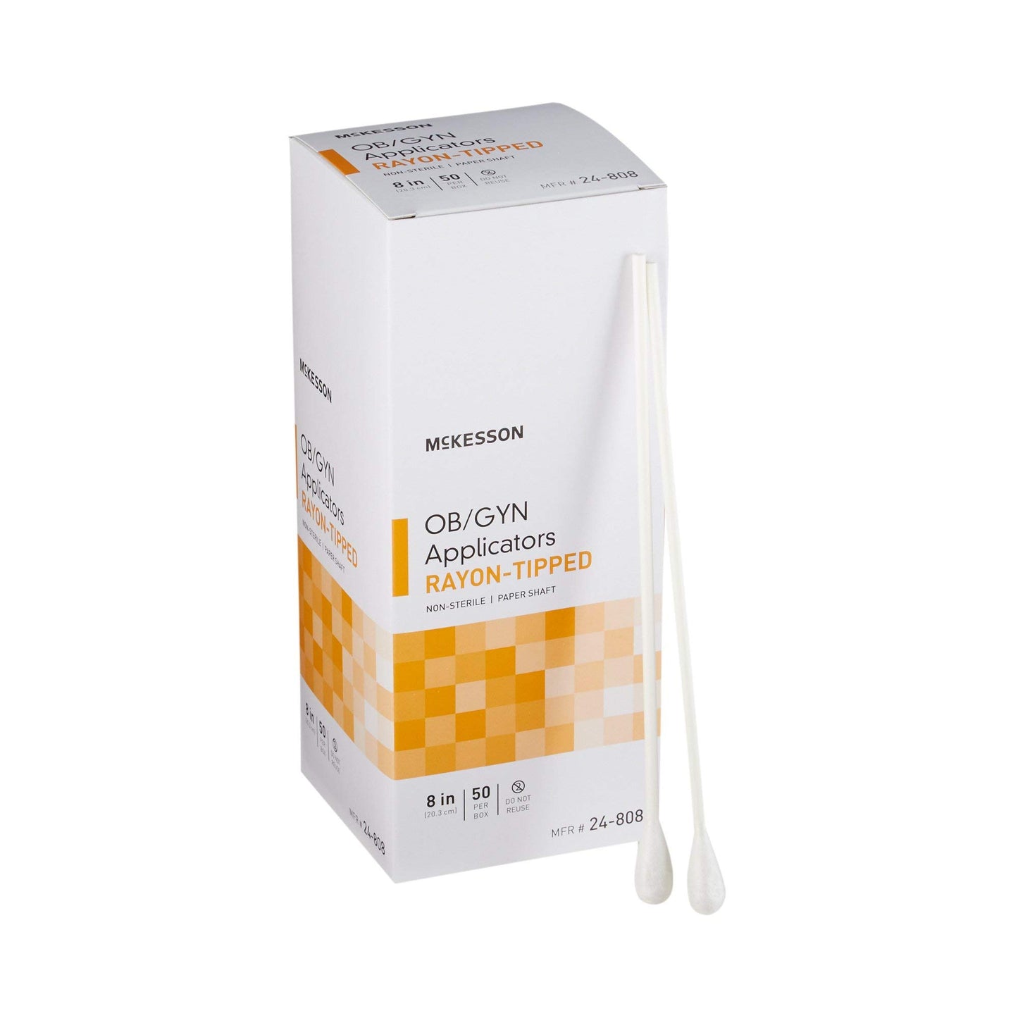 McKesson OB/GYN Applicators Rayon Tipped, Non-Sterile, 8 in, 50 Count, 10 Packs, 500 Total