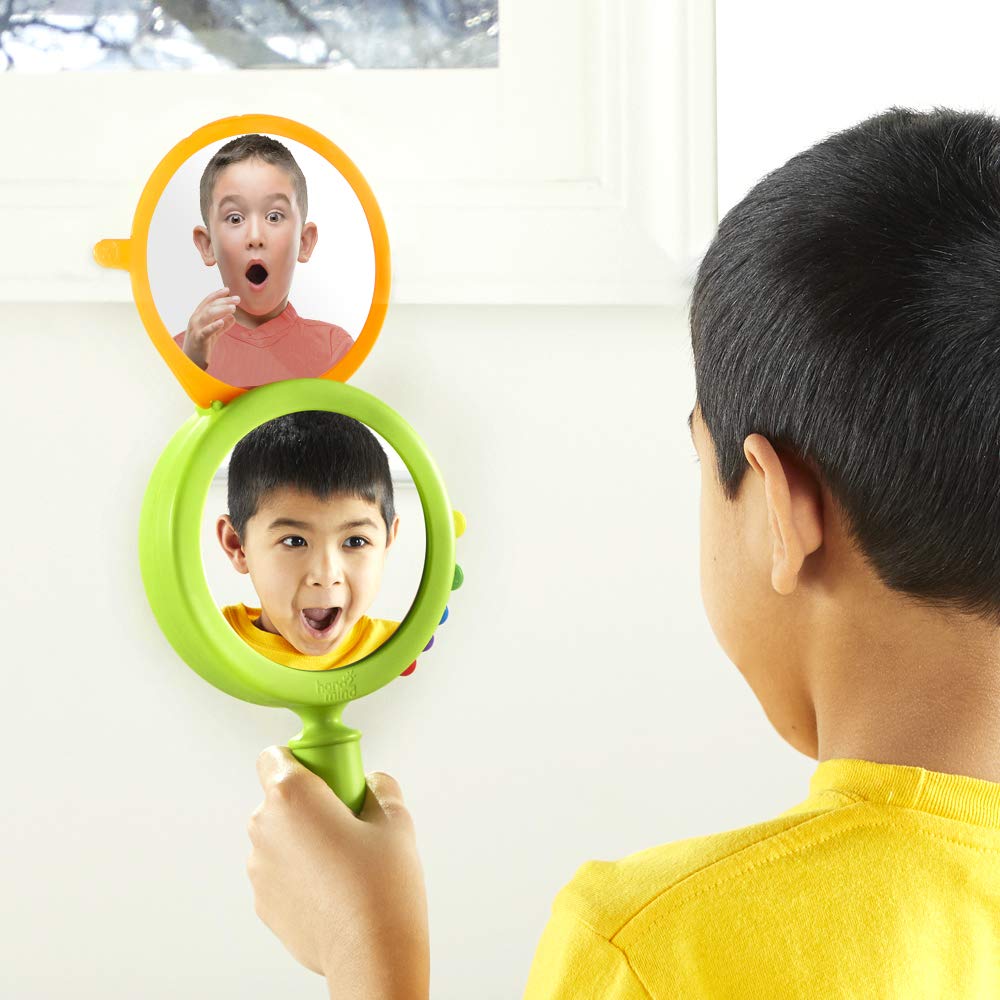 hand2mind See My Feelings Mirror, Social Emotional Learning Mirror, Sensory Toys for Toddler Learning, Anxiety Relief for Kids, Mindfulness for Kids, Kindergarten Homeschool Supplies (Pack of 4)