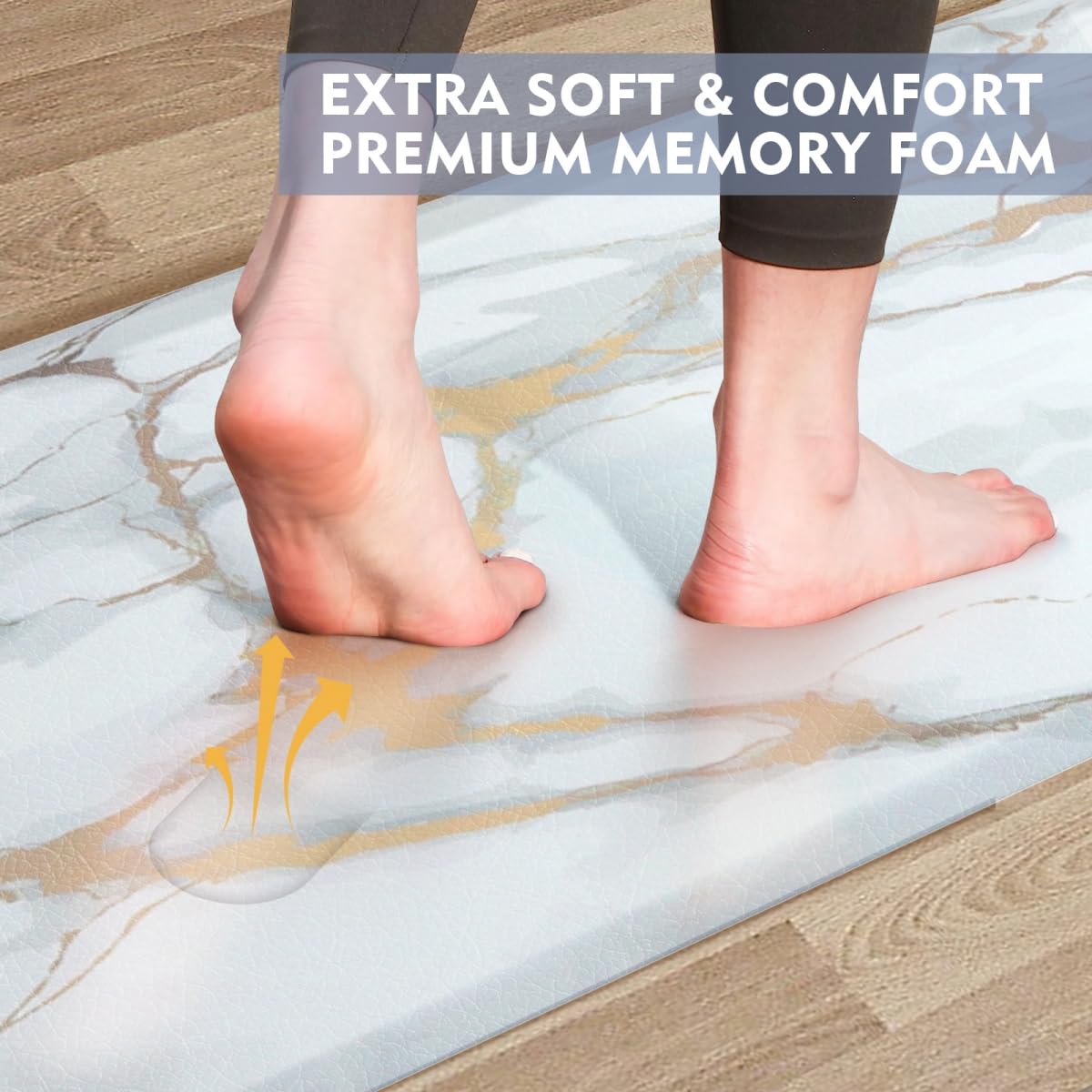 WEZVIX Anti Fatigue Kitchen Rugs and Mats 2 PCS, Comfort Cushion Mat Set, 1/2 Thick Non Slip Kitchen Floor Rug Waterproof Cushioned Standing Mat for Floor Office Sink Laundry,(17.3"x29"+17.3"x47")