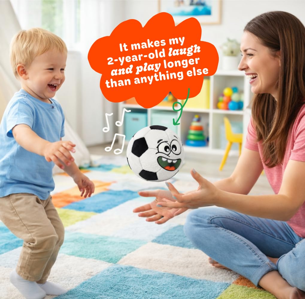 Move2Play, Hilariously Interactive Toy with Music & Sound Effects | Birthday Gift for Boy & Girl | Ball for Toddler & Baby | Indoor/Outdoor | Age 6, 9, 12+ month | 1, 2, 3+ Year Old (Soccer Ball)