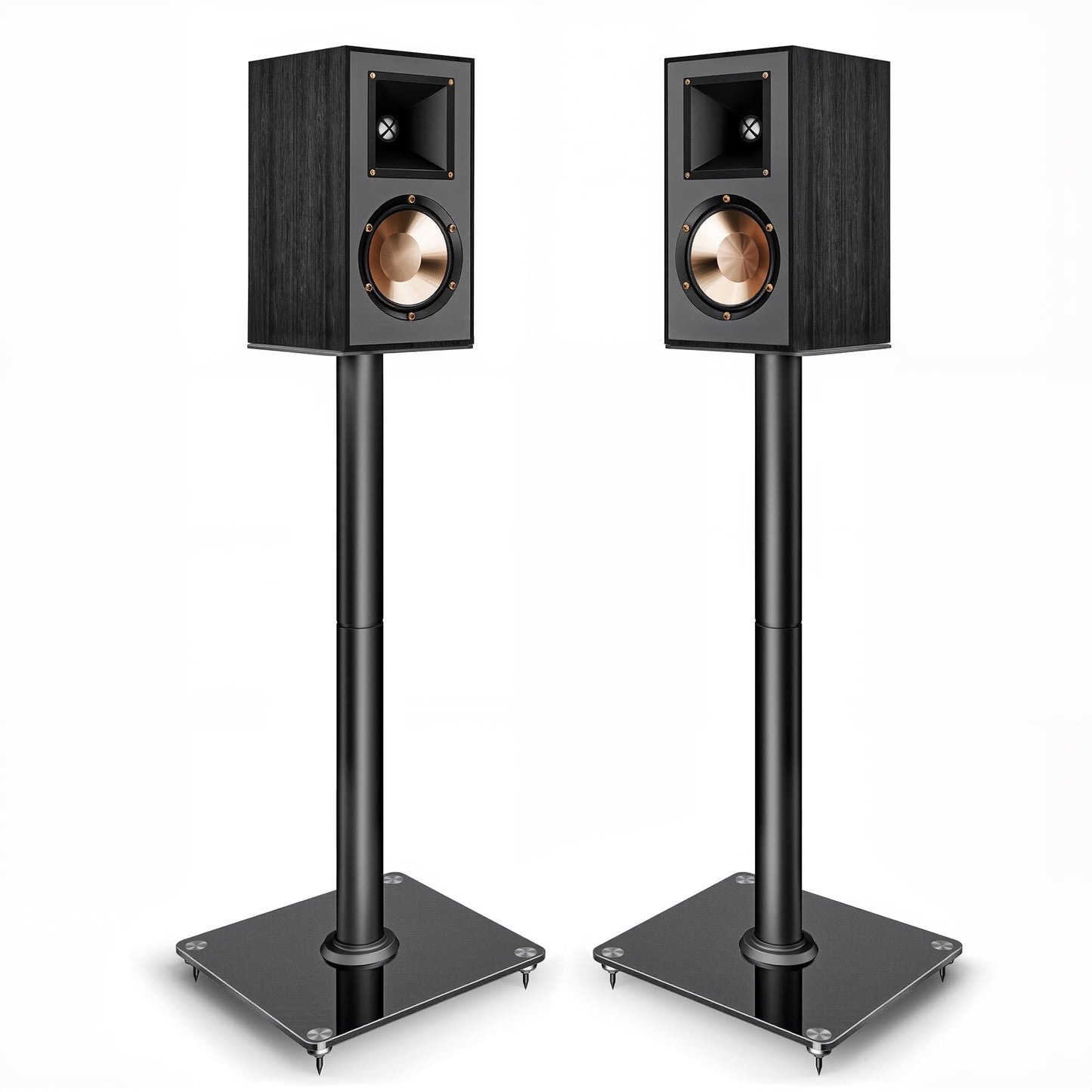 PEGZONE Speaker Stands Pair for Surround Sound,55 LBS Capacity,30.1 inch Floor Bookshlef Speaker Stands,Cable Management,Large Base,1 Pair,Black