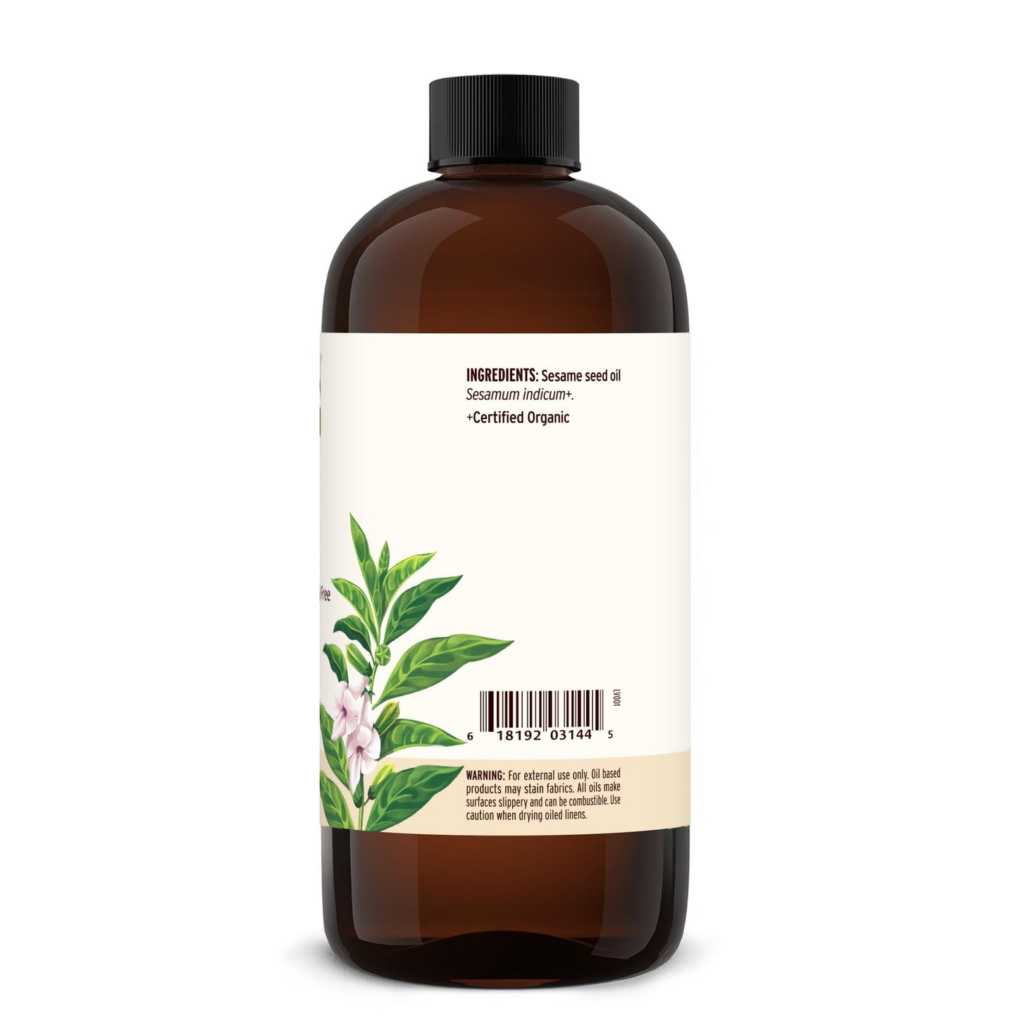 Banyan Botanicals Sesame Oil – Organic & Unrefined Ayurvedic Oil for Skin, Hair, Oil Pulling & More – Multiple Sizes – 16oz. – Non GMO Sustainably Sourced Vegan