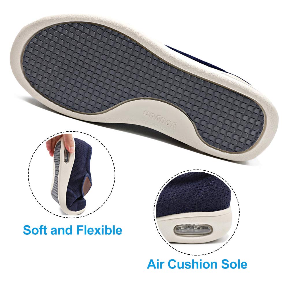 Orthoshoes Mens Diabetic Edema Shoes Lightweight Walking Mesh Breathable Wide Sneakers Strap Adjustable Easy On and Off for Elderly, Swollen Feet, Plantar Fasciitis