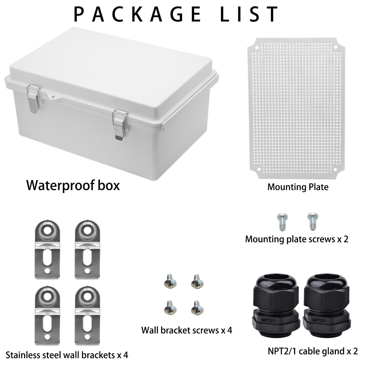 YETLEBOX Waterproof Electrical Box,IP67 Junction Box Hinged Grey Cover ABS Project Boxes for Electronics DIY Enclosure with Mounting Plate Wall Bracket and 2 Cable Glands 13.8" x 9.8" x 5.9"