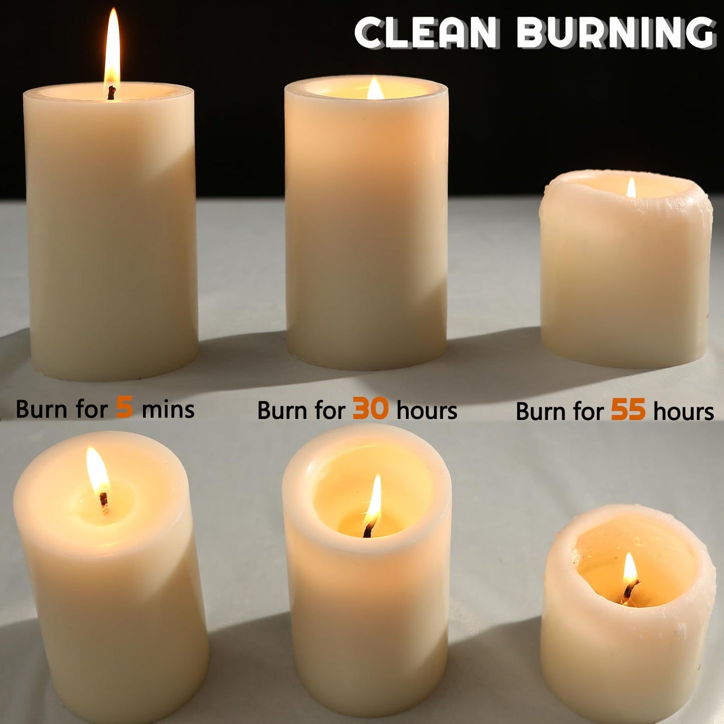 MOSROAD Set of 12 Ivory Pillar Candles - 2.8x6 inch Hand-Poured Large Pillar Candle | 75 Hours Burn Time | Unscented Candles | Dripless and Smokeless | Perfect for Wedding, Parties, Spas, Home Decor