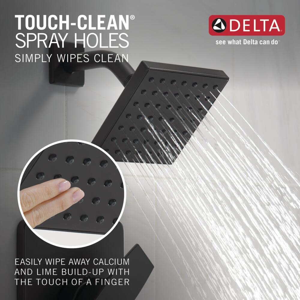 Modern 1.75 GPM Square Single Function Shower Head with Touch-Clean Technology