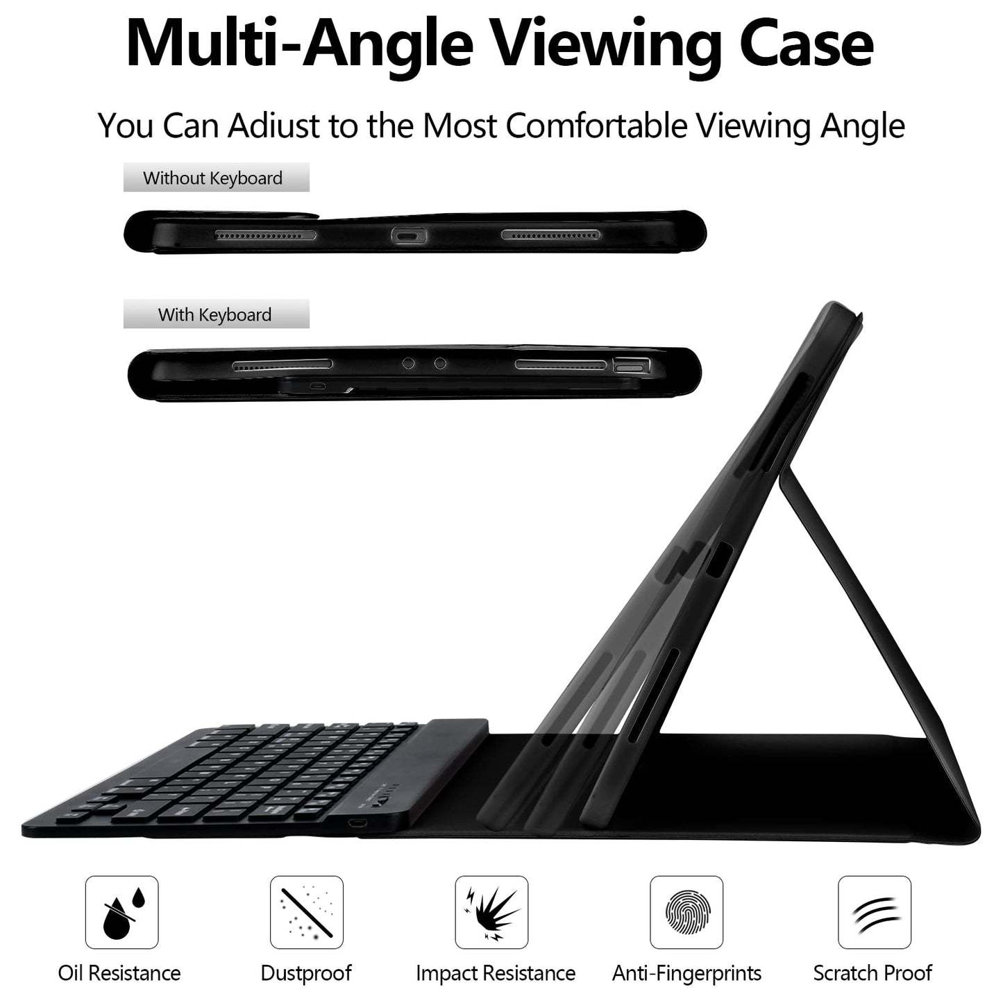 besky Keyboard Case for iPad Air 13 (M2) 2024 & iPad Pro 12.9 inch (5th, 6th Generation), (Compatible for 13 inch Air & 12.9 inch Model) - Wireless Detachable Keyboard with Auto Sleep/Wake Function
