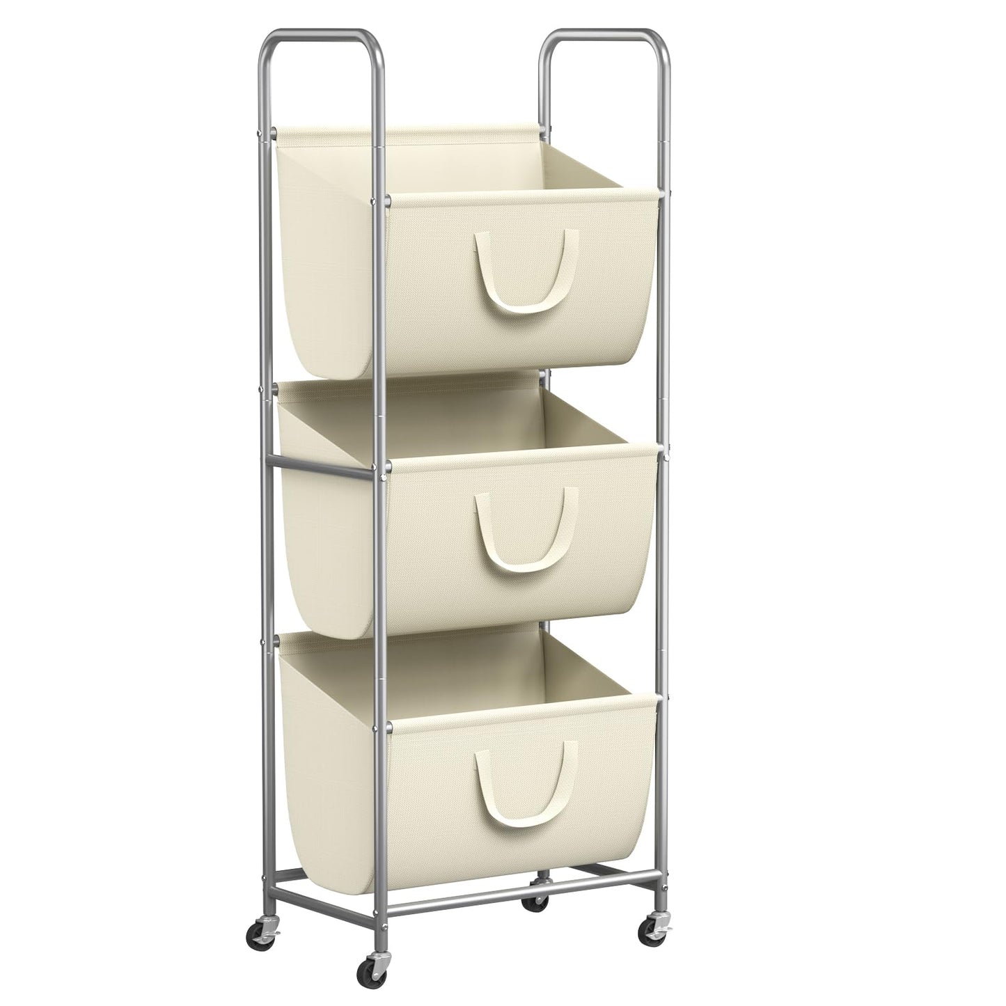 ELYKEN 120L Vertical Rolling Laundry Hamper with Removable Bags, 3 Section Laundry Baskets with Wheels, Space-Saving 3 Tier Laundry Sorter for Small Spaces, Dorm, Bedroom, Bathroom, Laundry Room