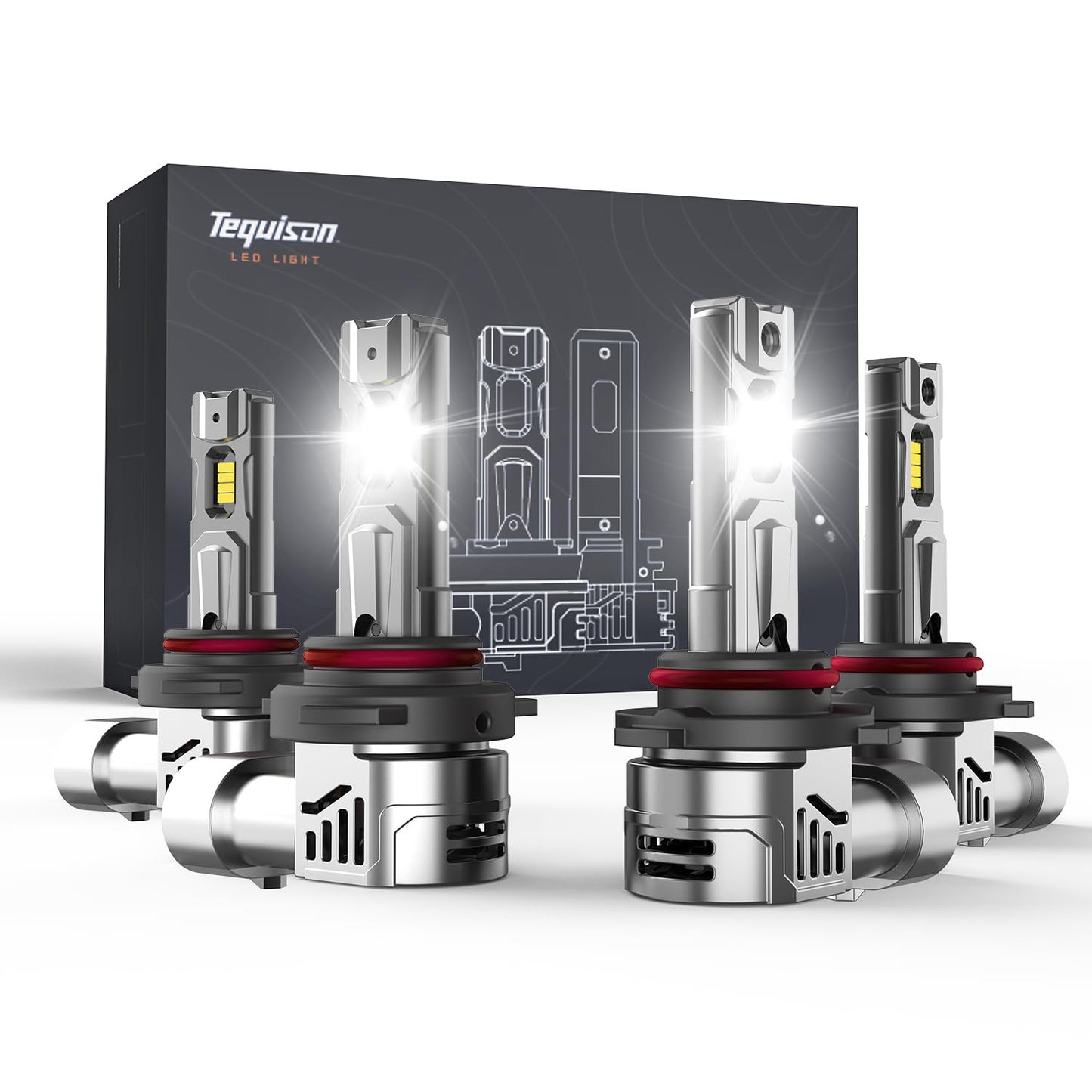 Tequison 𝟗𝟎𝟎𝟓/𝐇𝐁𝟑 𝟗𝟎𝟎𝟔/𝐇𝐁𝟒 Bulbs Combo, 800% Ultra Bright Fog Lights, 100,000LM 6500K Cool White with 14000RPM Fan, IP68 Waterproof, 1:1 Size, Plug-N-Play, Canbus Ready (4-Pack)