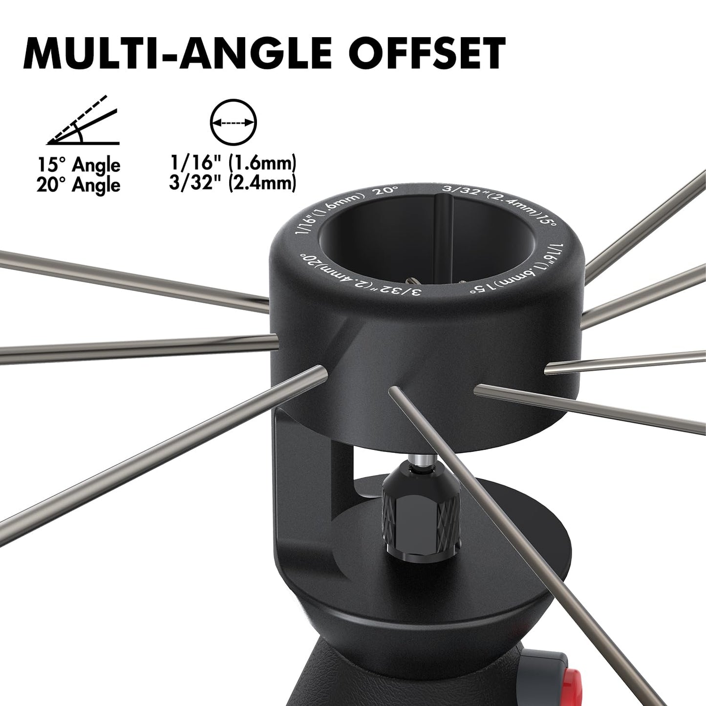 DIDUEMEN 12-Guides 4 Angles Tungsten Grinder -Tungsten Sharpener for TIG Welding with Flat Grinding Block, Cut-Off Slot, Multi-Angle & Offsets