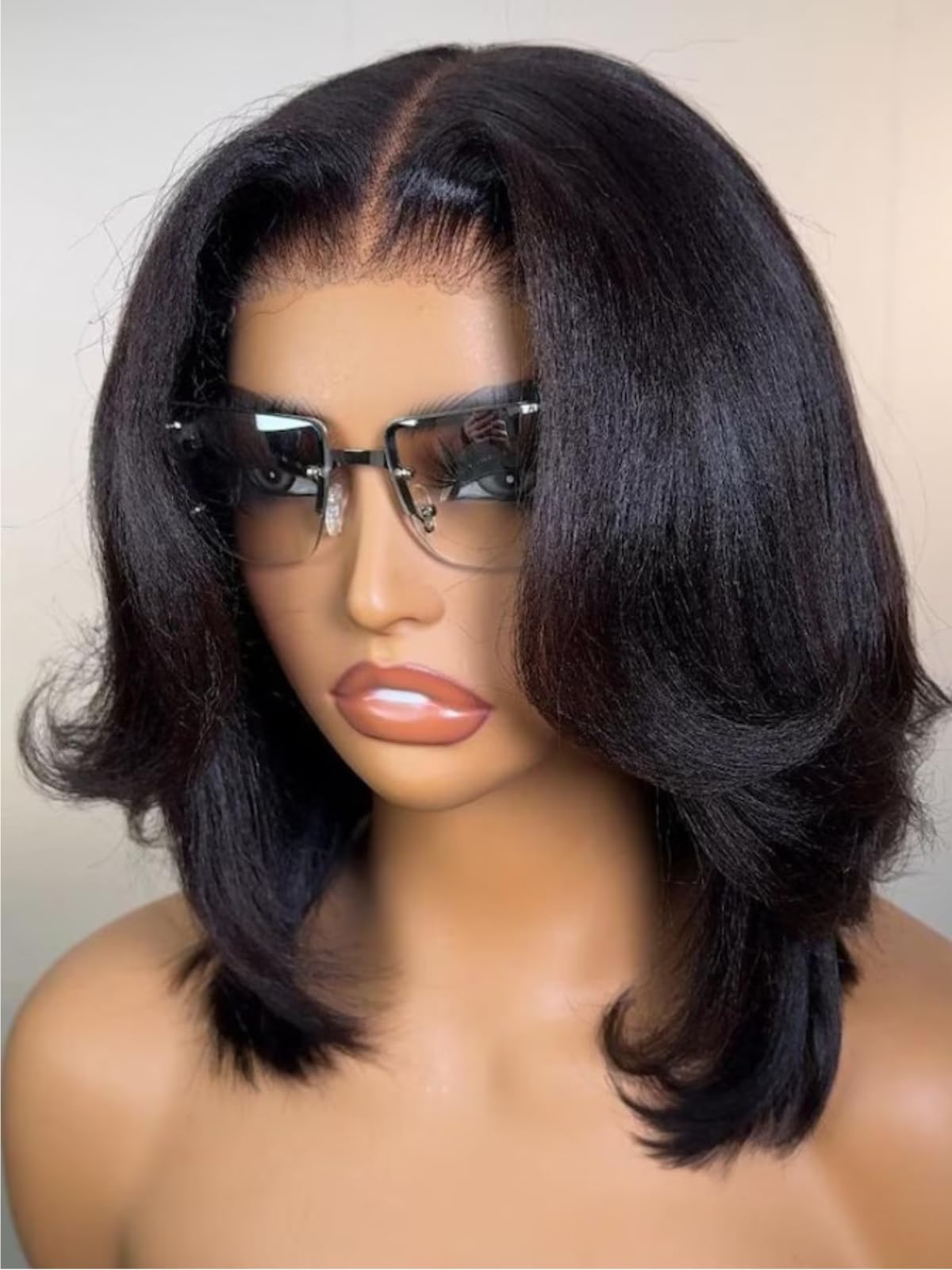 UNICE Bye Bye Knots Wig Yaki Kinky Straight Bob Wigs Human Hair Pre Bleached Invisible Knots 7x5 Lace Front Wigs Human Hair Pre Everything Glueless Wigs Pre Plucked Pre Cut Lace 12 inch