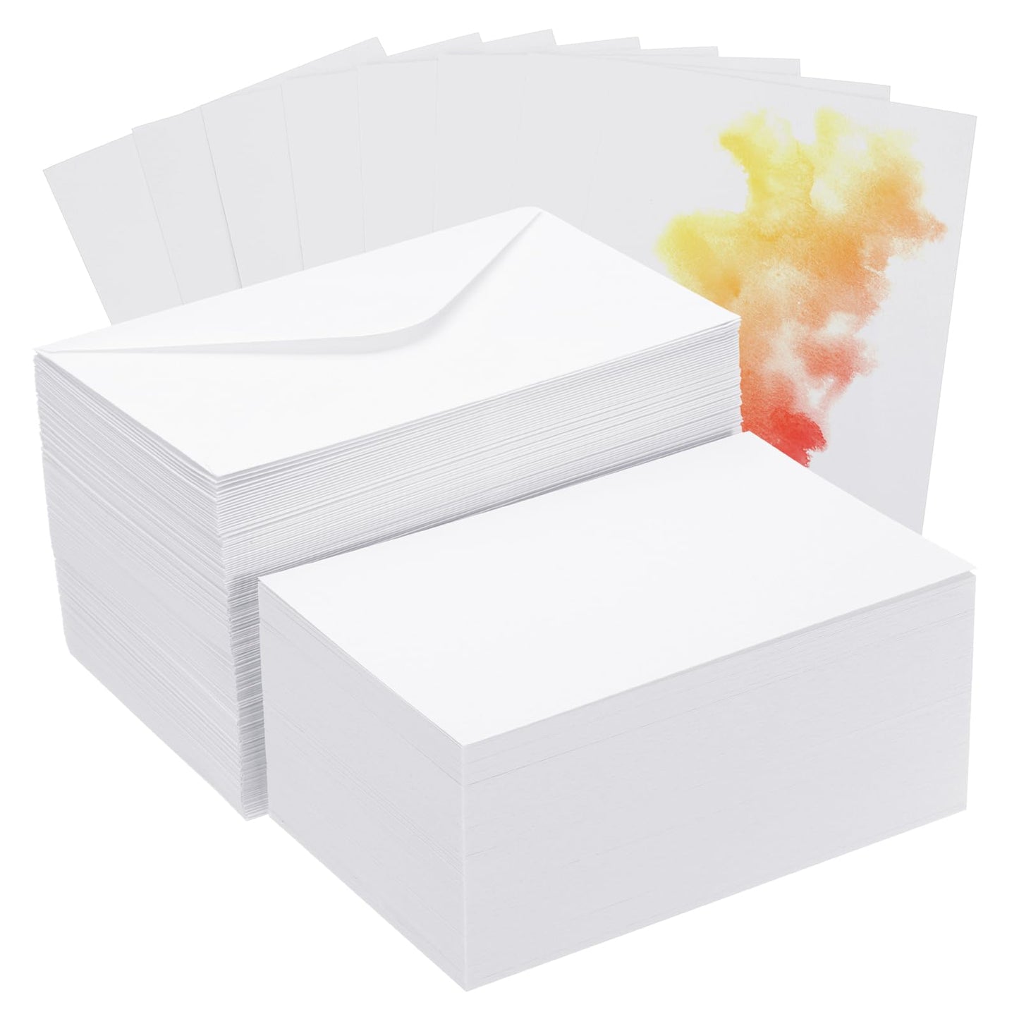 PATIKIL 200 Sets Pure Cotton Watercolor Cards 140lb/300 GSM Postcards with Envelopes for Art Painting Creative Thank Notes, 4x6 Inch