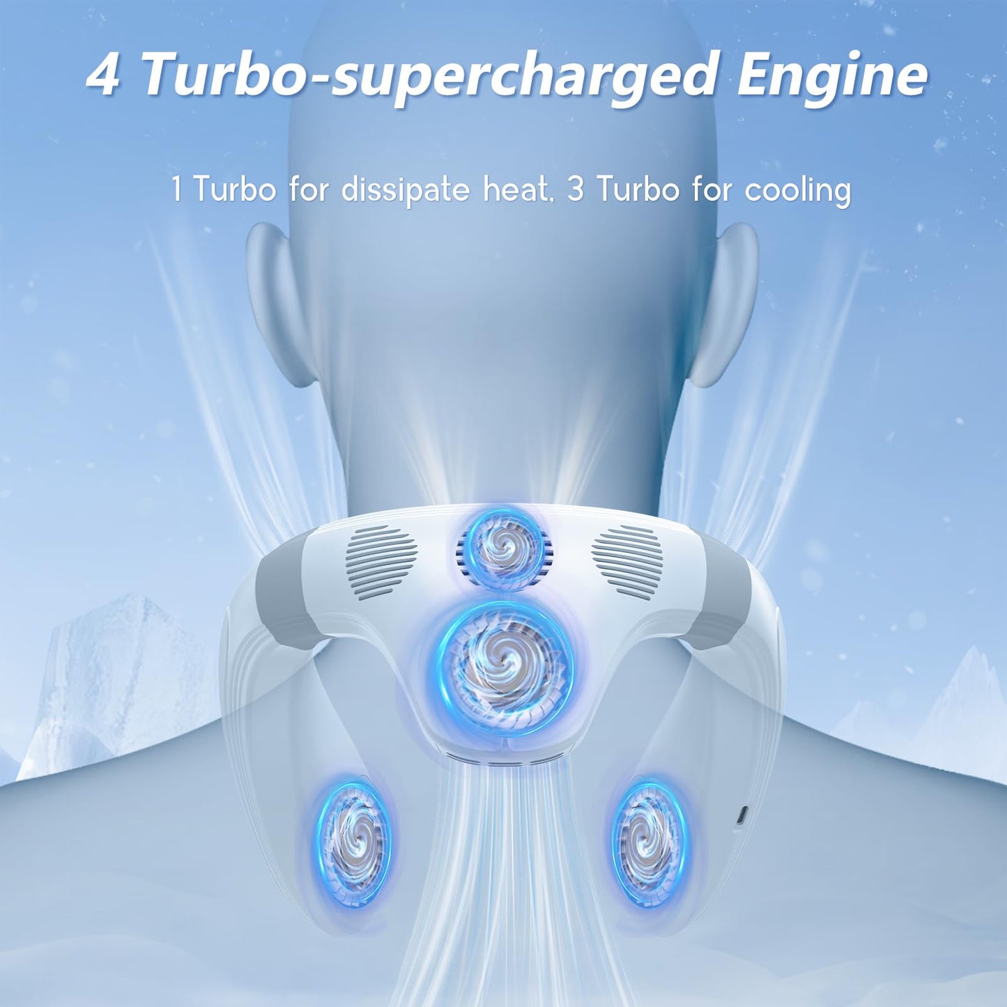 Agihoss Neck Air Conditioner Fans That Blow Cold Air Cooling Device Wearable Fan, 5200mAh Battery Operated Rechargeable Personal Fan, White