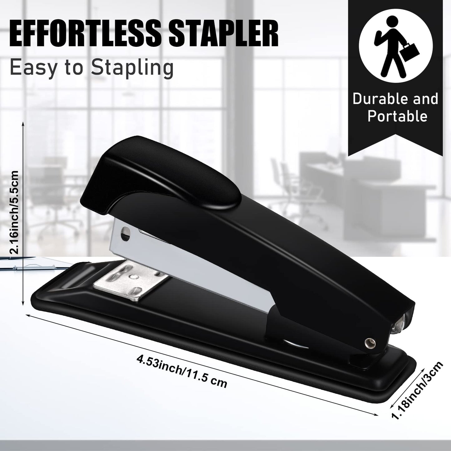 Yahenda 18 Pieces Staplers for Desk Black Stapler Bulk with Staples 20 Sheet Capacity Staplers Compact Desktop Heavy Duty Stapler for Desk Office School