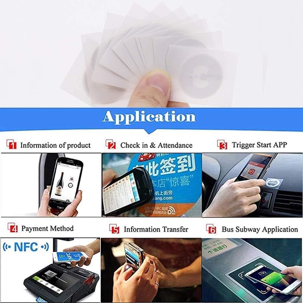 1000 pcs M-ifare Classic 1k NFC Tag Stickers 13.56mhz RFID Sticker iso 14443a RFID Sticker M-ifare 1k S50 RFID Self-Adhesive 1 inch Round