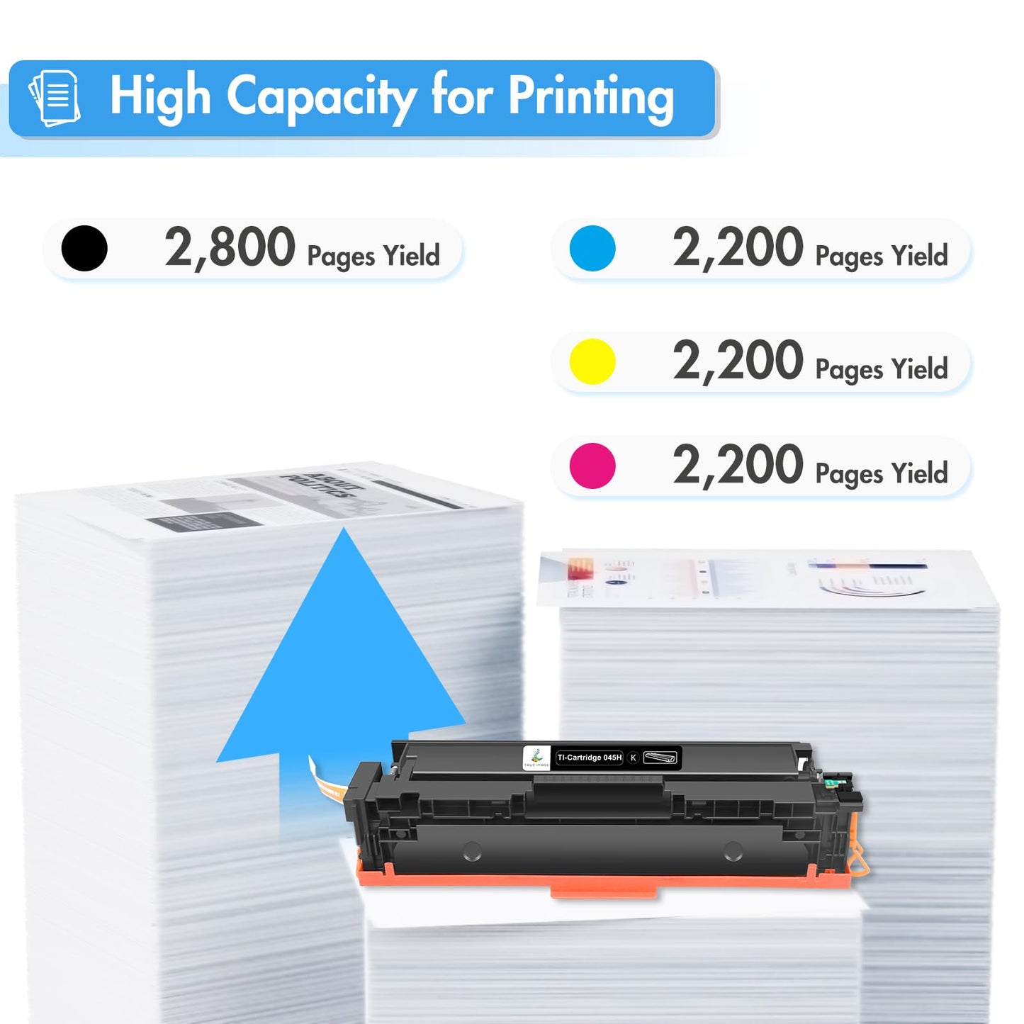 045H 045 Toner Cartridges Compatible Replacement for Canon 045 045H CRG-045 CRG-045H Toner Cartridge for Canon Color ImageCLASS MF634Cdw MF632Cdw LBP612Cdw MF632 LBP612 Printer Ink (BCYM, 4 Pack)