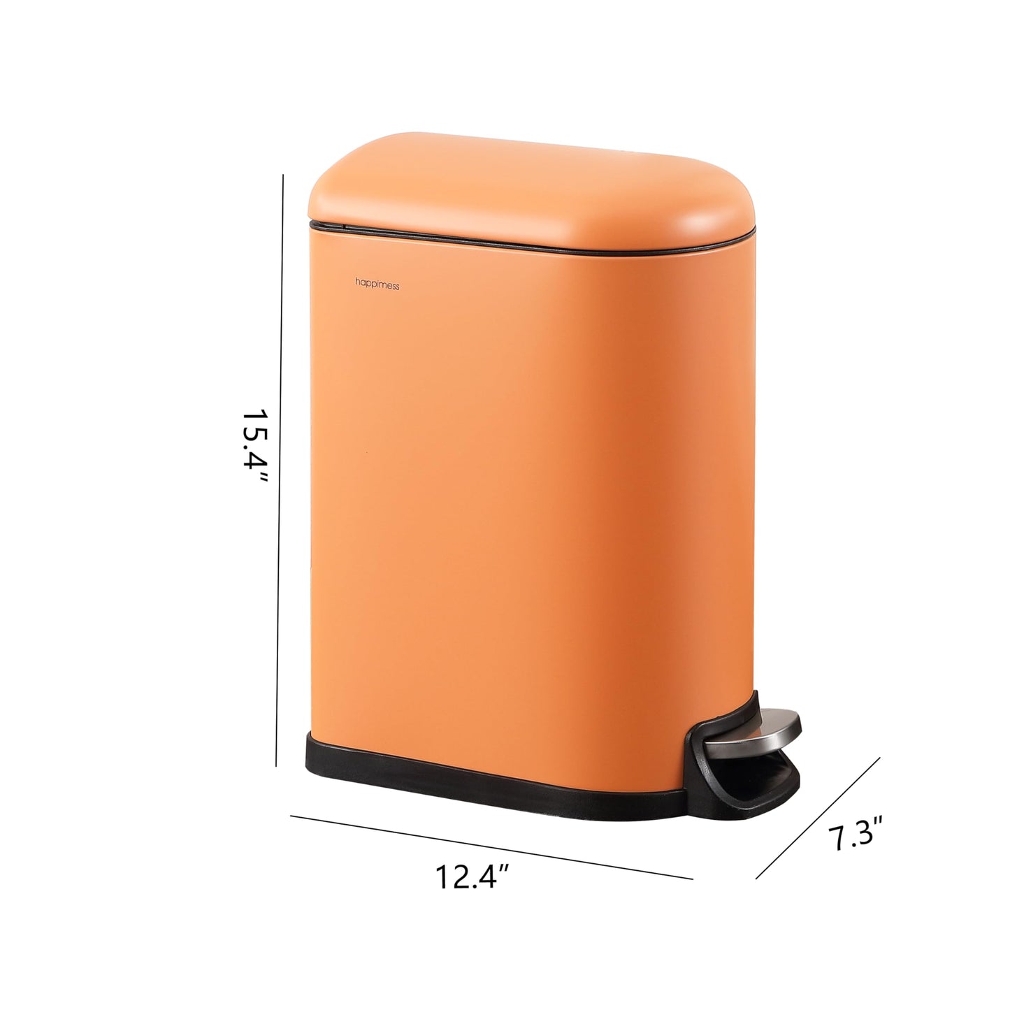 happimess HPM1009K Roland Mini 2.6-Gallon Step-Open Trash Can, Carrot Cake,with Soft-Close Lid, Fingerprint Resistant, Modern, Minimalistic for Home, Kitchen, Laundry Room, Office, Bedroom, Bathroom