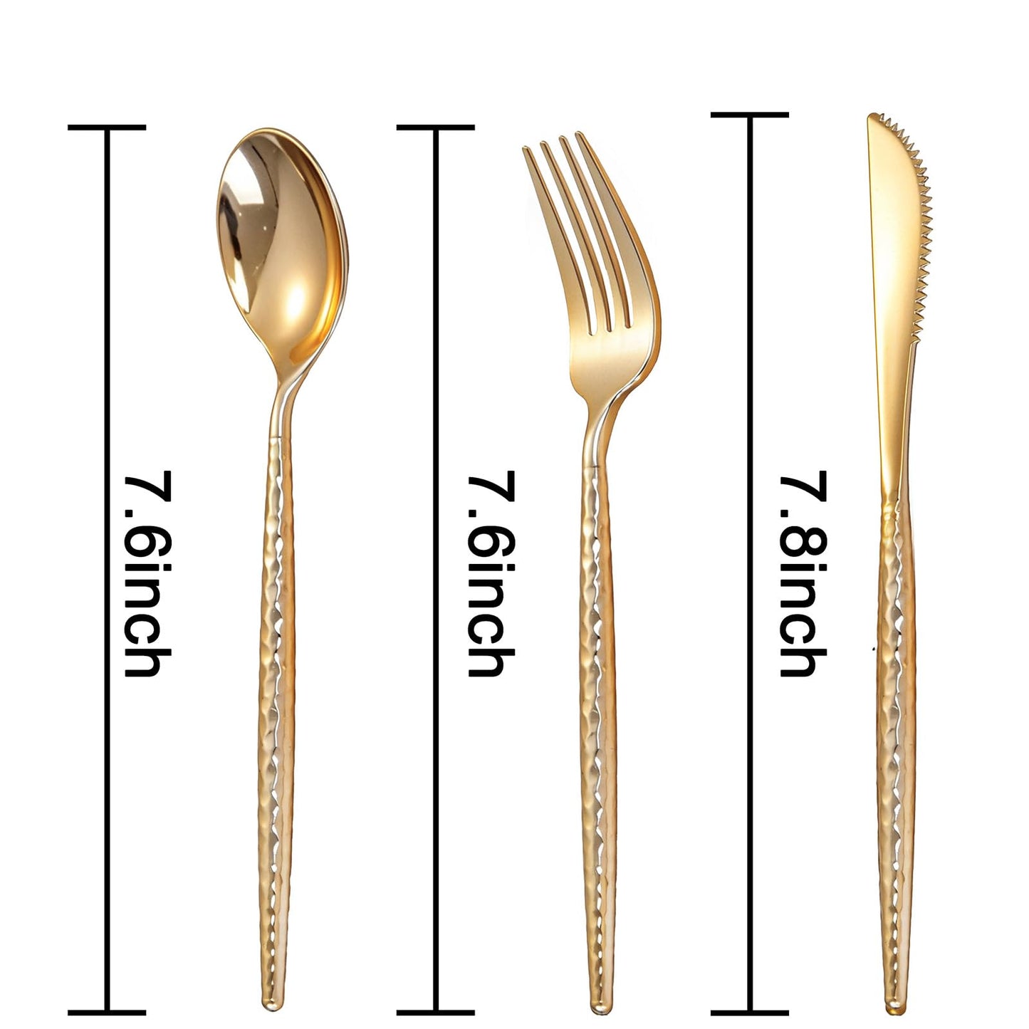 WILLIFE 300 Pcs Gold Plastic Silverware -Heavy Duty Plastic Silverware Includes 100 Forks 100 Spoons 100 Knives, Gold Silverware Set for Party, Wedding, Catering & Holidays