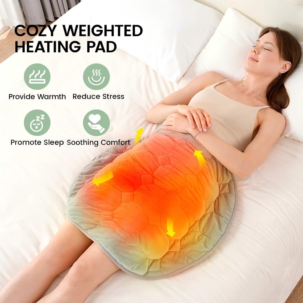 immtree Weighted Heating Pad for Back & Period, 7lbs XXXL Size(29x24) with Fast Heat Technology, Electric Heated Blankets for Abdomen, Shoulder, Knee, Birthday Gift for Women Men Mom Dad, Sage Green